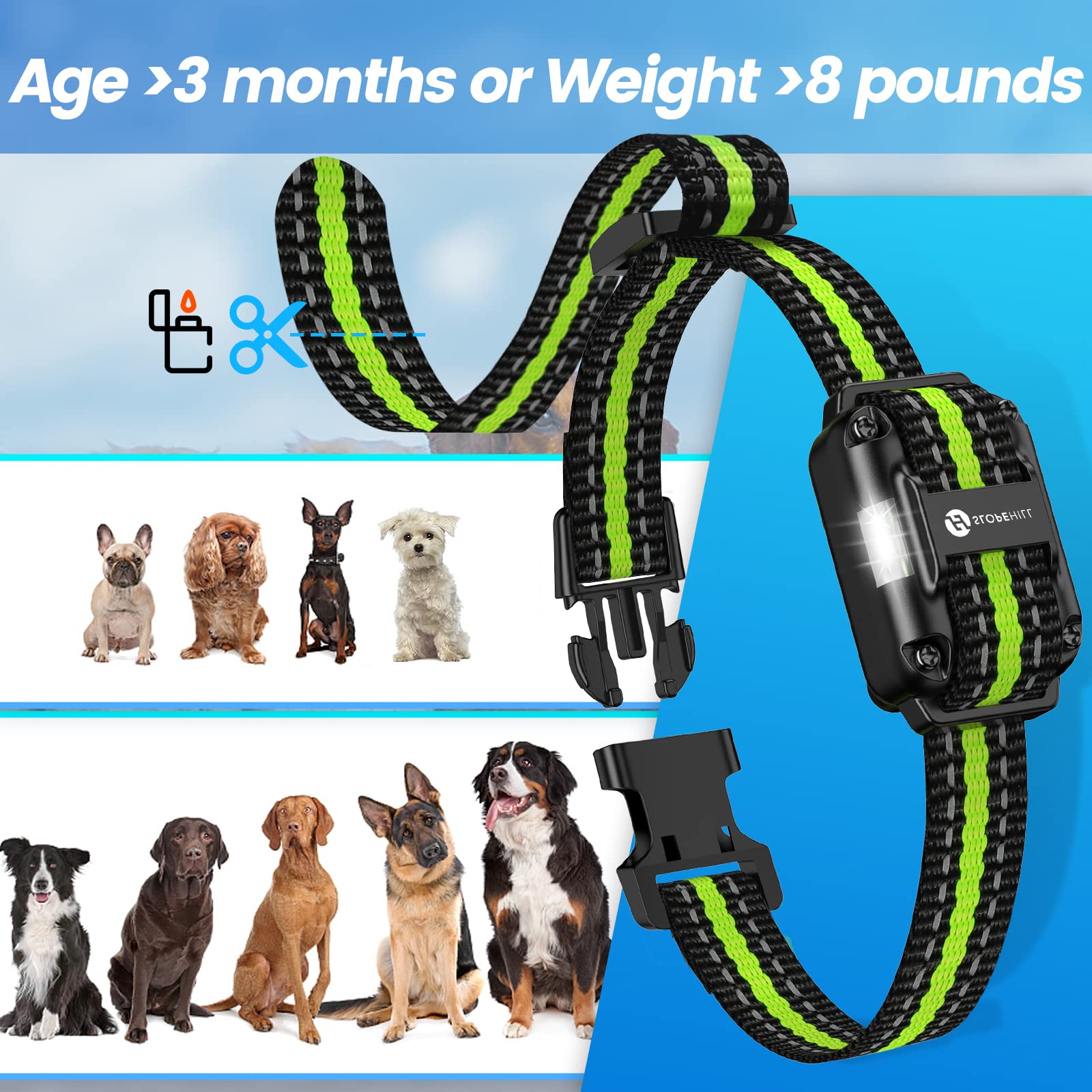 Dog Training Collar With 7 Training Modes, 2600Ft Remote Electronic Dog Shock Collar, Electric Shock Collar For Small Medium Large Dogs (Green)