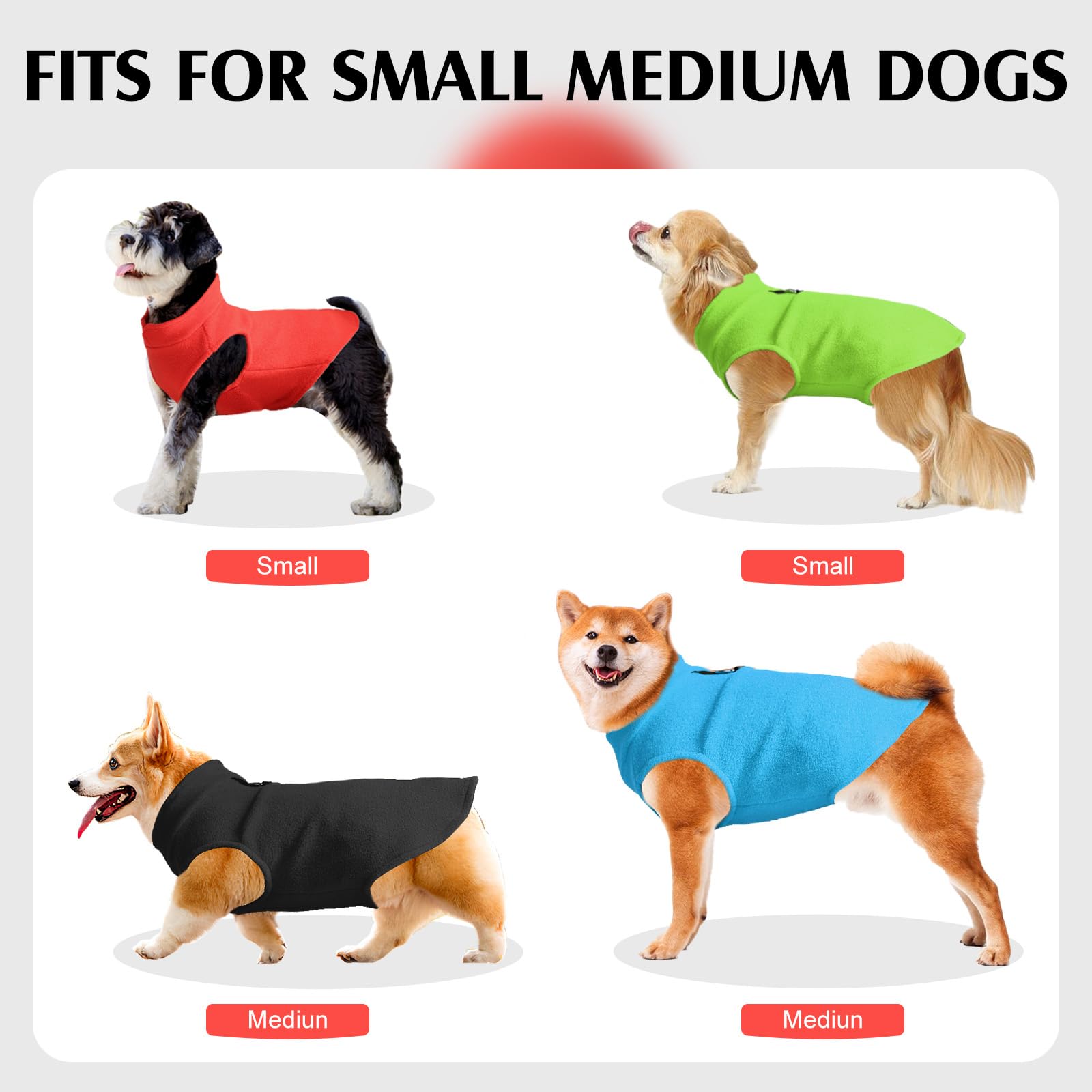 Soft Warm Dog Sweater Vest - Pullover Fleece Jacket For Small To Large Dogs, Stretchy With D Ring Leash (Green, S)