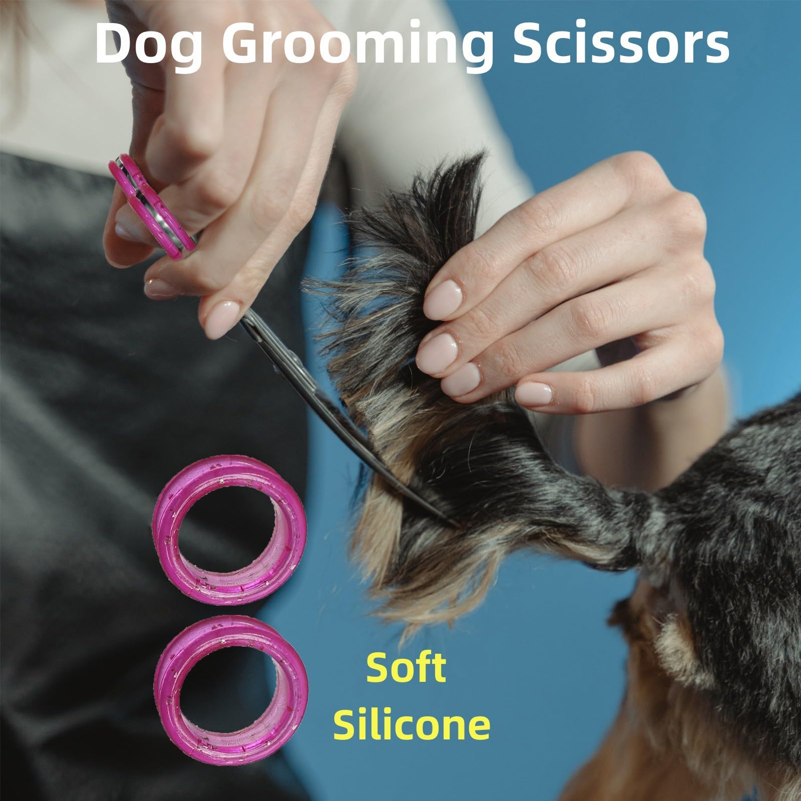 Lsdwl 40Pcs Shear Grips Inserts,Soft Silicone Scissors Finger Rings For Comfortable Dog Clipping And Pet Hair Trimming 8 Colors