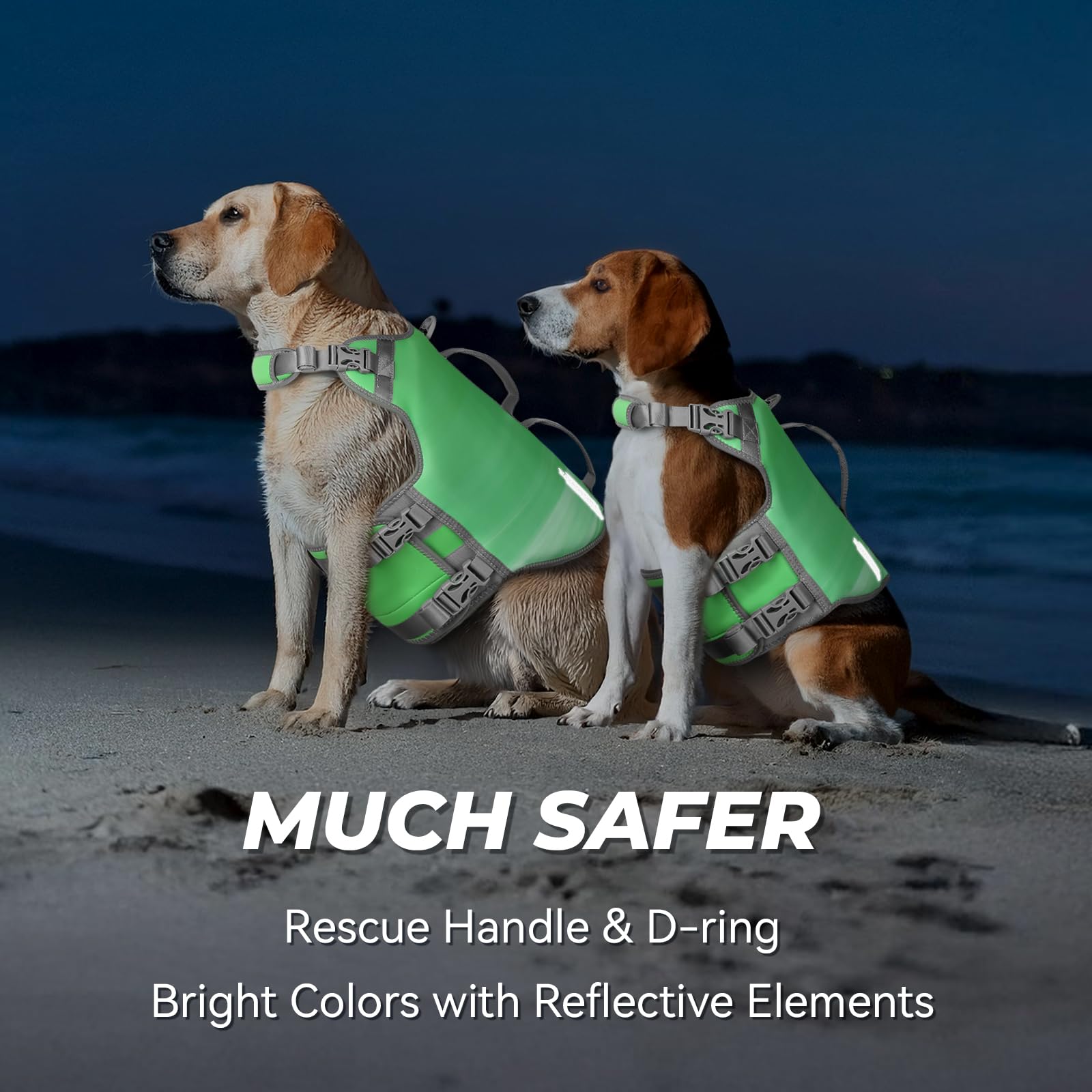 Vivaglory Neoprene Dog Life Jacket Dog Swim Vest For Boating Hunting & Swimming, Lightweight With Leash Ring, L, Grape Green