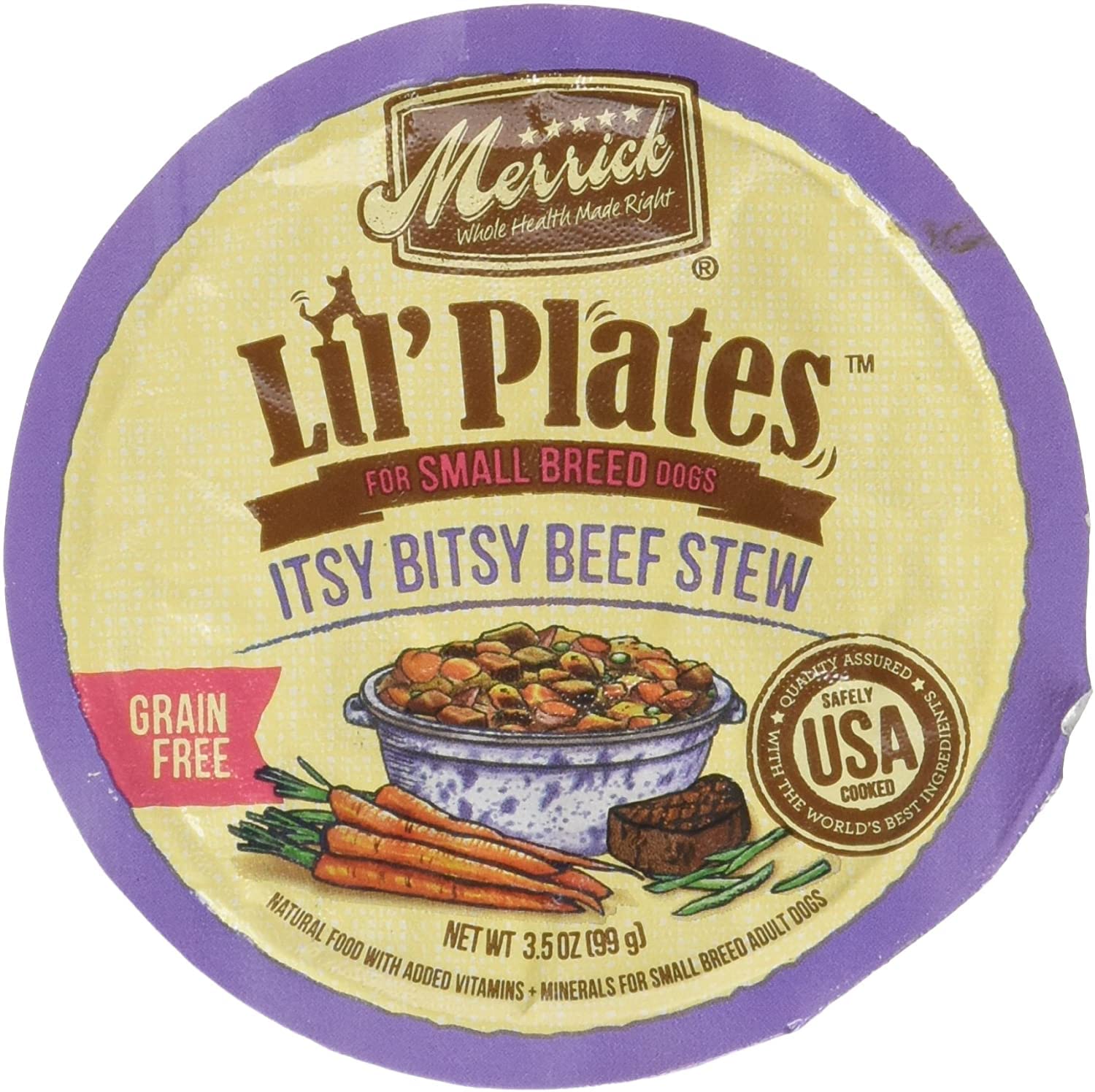 merrick Lils Plates 3.5-Oz Grain Free Wet Food for Small Breed Dogs12 Cans - Itsy Bitsy Beef Stew