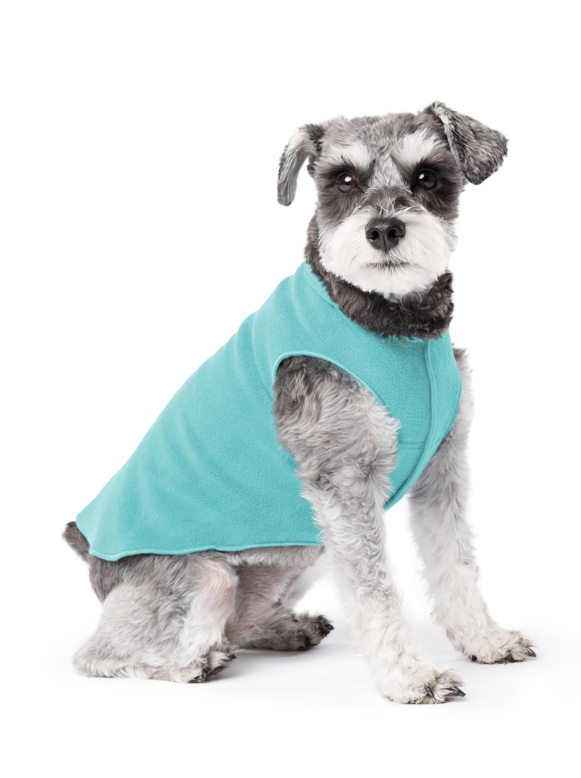 Gold Paw Stretch Fleece Dog Coat, Stretchy Pet Sweater, Machine Washable Pullover For Winter And Fall, Turquoise, 10