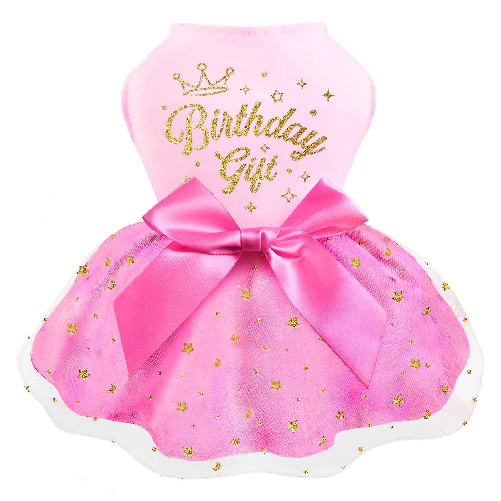 Birthday Dog Dress, Princess Dog Dress Tulle Puppy Skirt Doggie Birthday Outfit Pink Clothes For Small Dogs, Cat Pet Apparel (Me