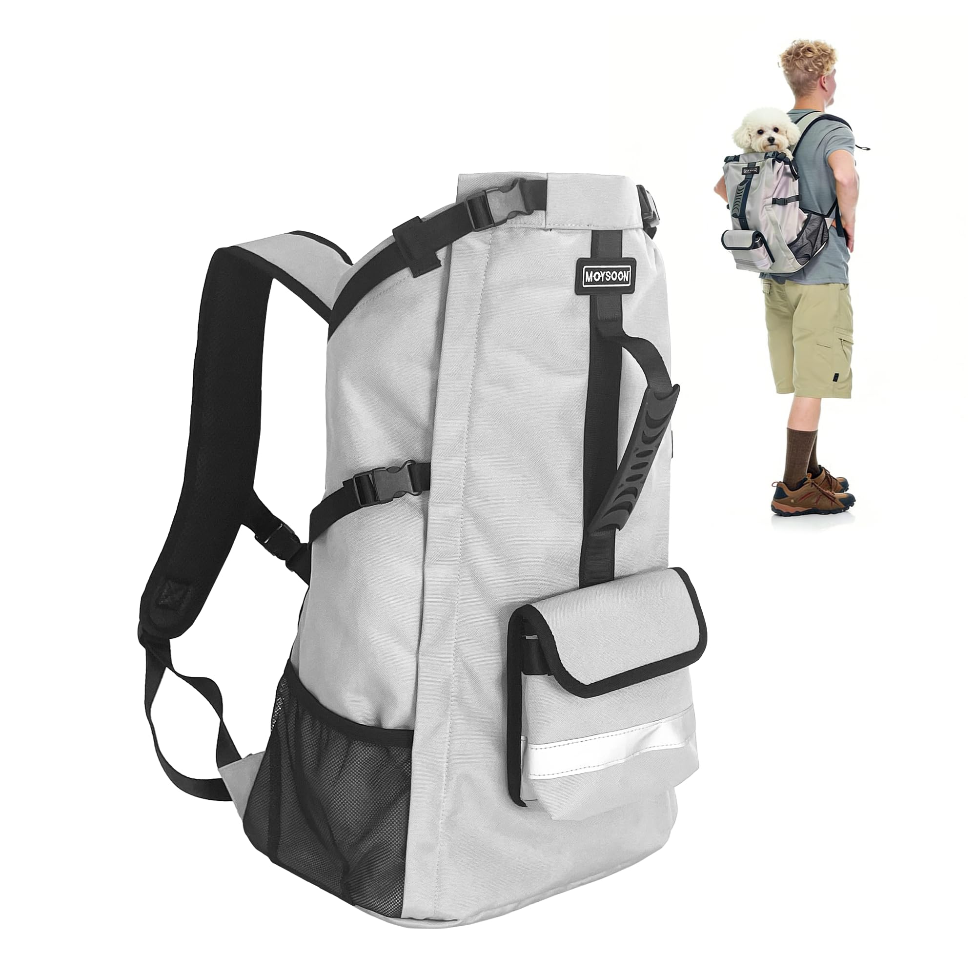 FOXFOCUS Dog Backpack Carrier for Small Dogs - 4-Layer Protection, Under 24 lb, Waterproof, Adjustable Dog Hiking Backpack with 