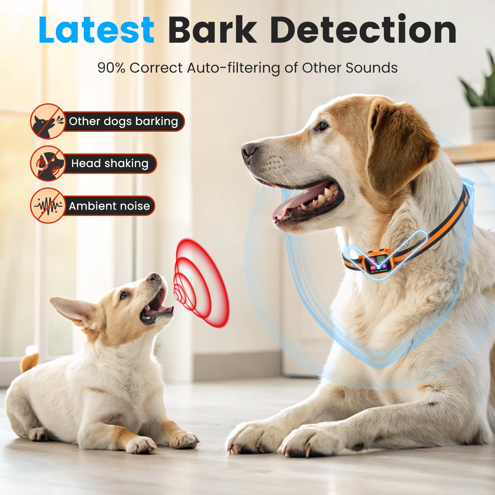 Skbak Dog Bark Collar - For Large Medium Small Dogs, Rechargeable Smart Bark Collar, Anti Barking Device For Large Dogs, Dog Tra