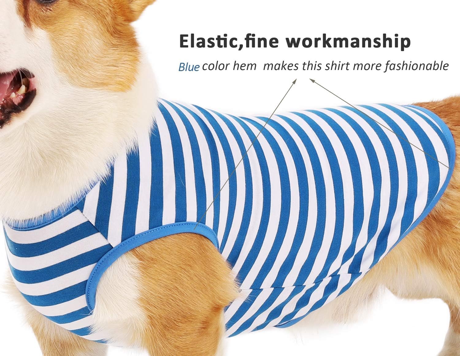Weone Dog Shirt Striped Cotton Shirt,Pet Breathable Soft Basic Clothes For Small Medium Larg Boy Girl Dogs,Black Blue Xl