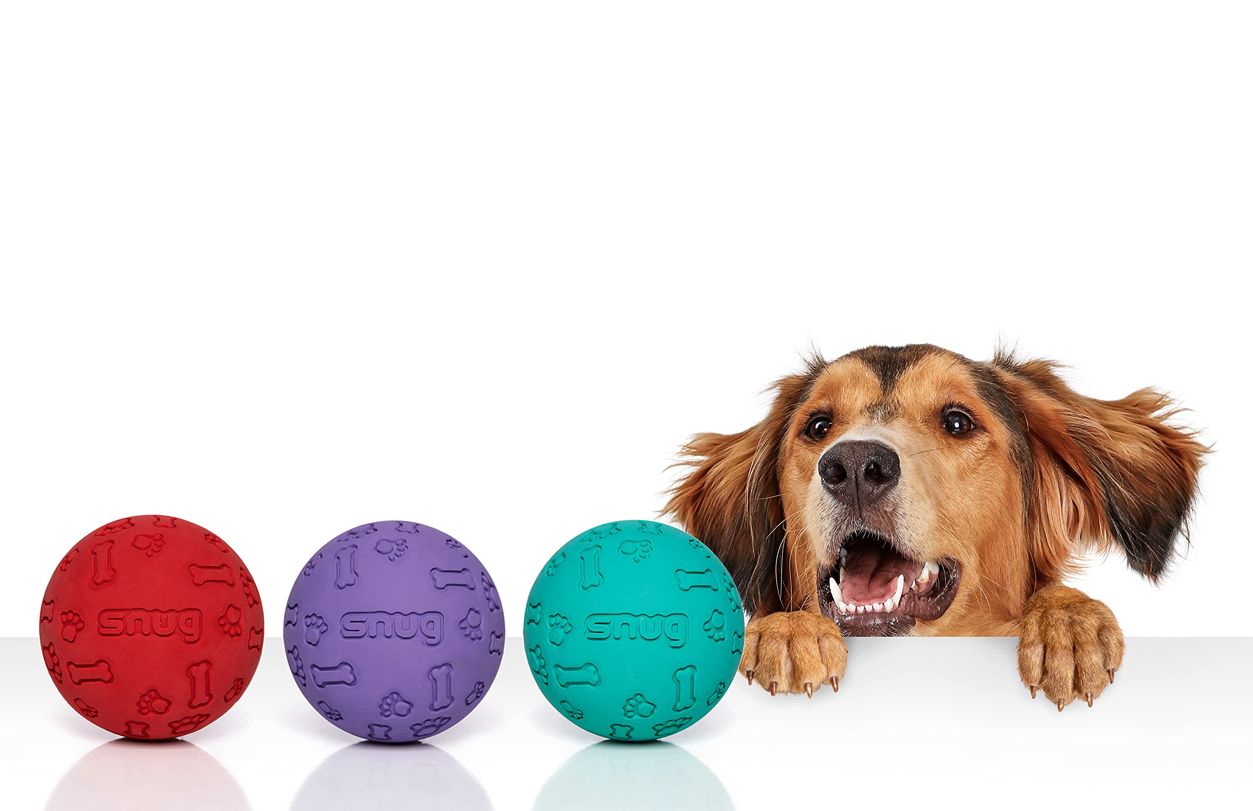 Snug Rubber Dog Balls - Indestructible Tennis Size (3 Pack) - Fresh for Small & Medium Dogs - Model SNDBFRSH