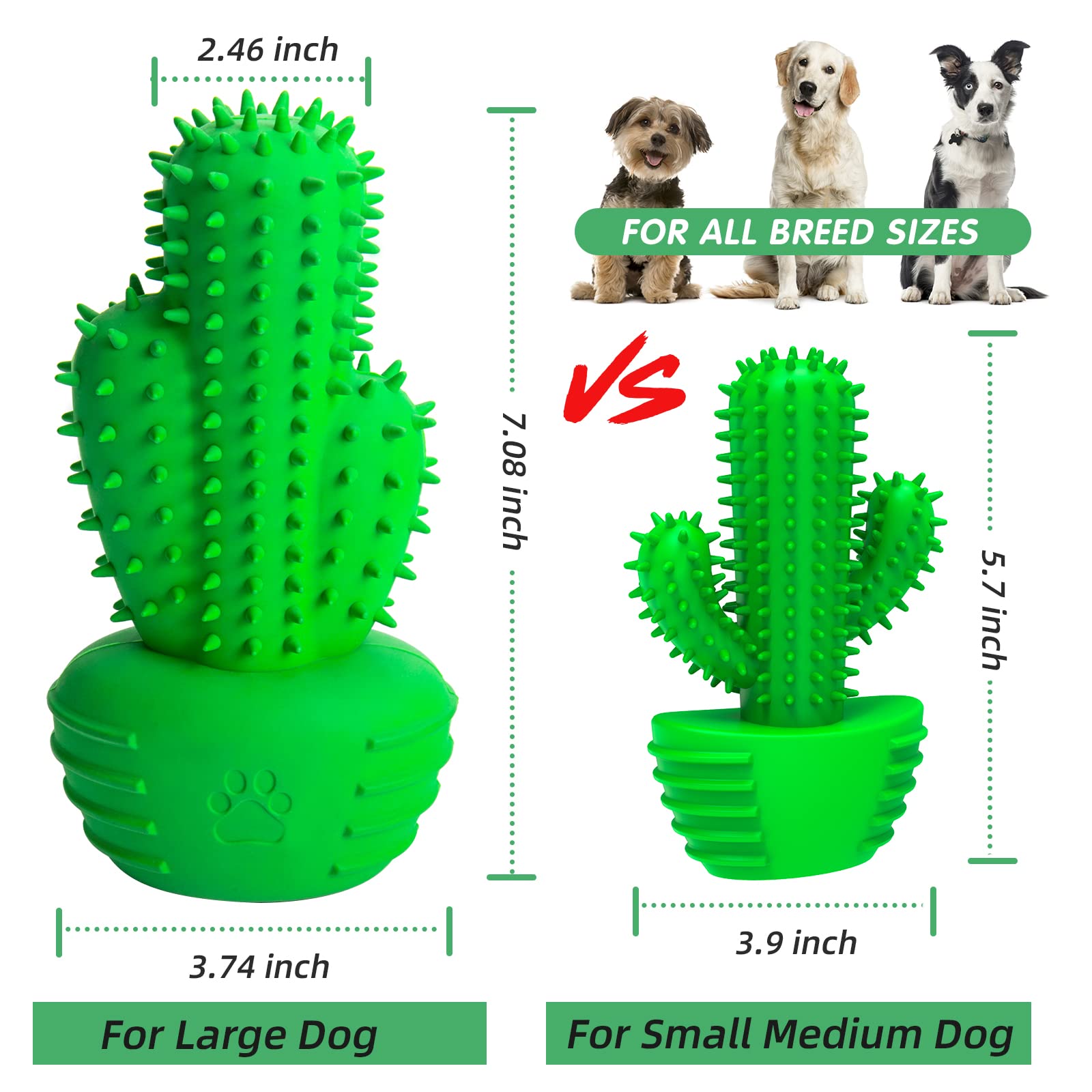 Pamlulu Dog Chew Toys for Aggressive Chewers - Rubber Toothbrush Stick for Large Dogs - Green