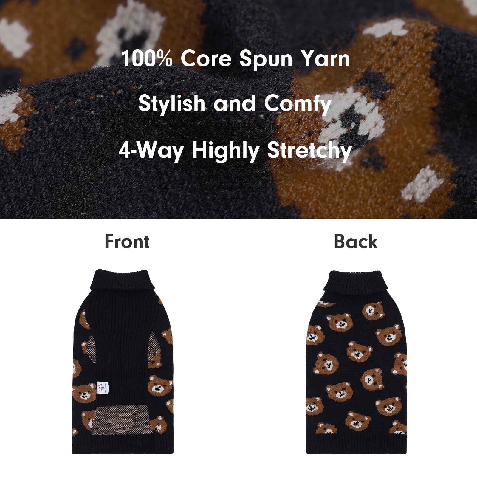 Cutebone Cute Dog Sweater For Small & Medium Dogs, Bear Pattern Winter Pullover Dog Coat For Chihuahua Yorkie Ds97S