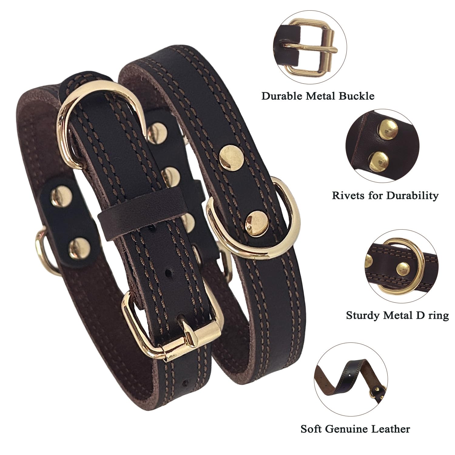 Lwbmg Leather Dog Collar,Heavy Duty Dog Collar,Leather Collar For Dogs,Soft And Strong Leather Adjustable Dog Collar For Small M