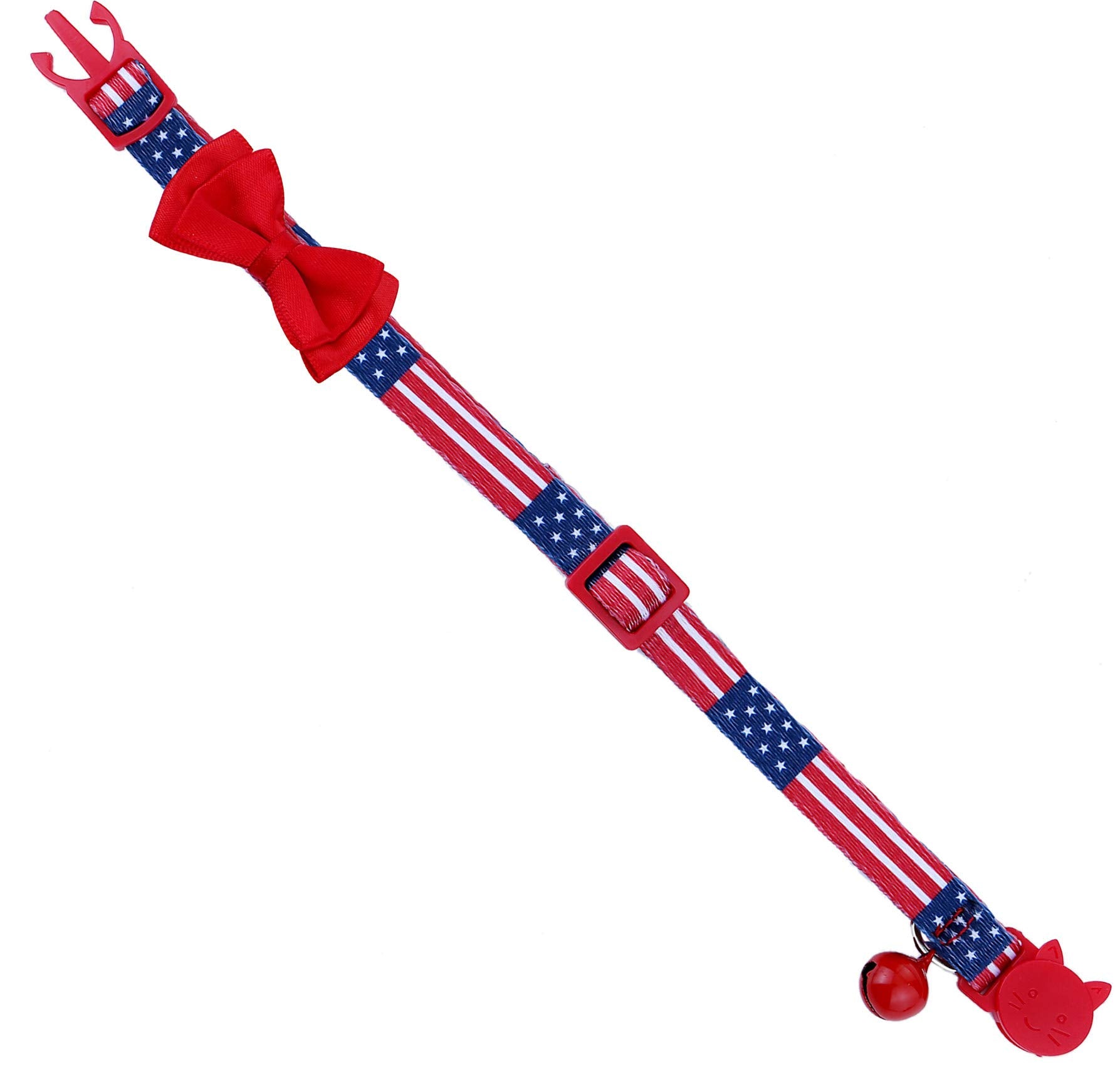 Boombone American Flag Cat Collar Bowtie Breakaway With Bell