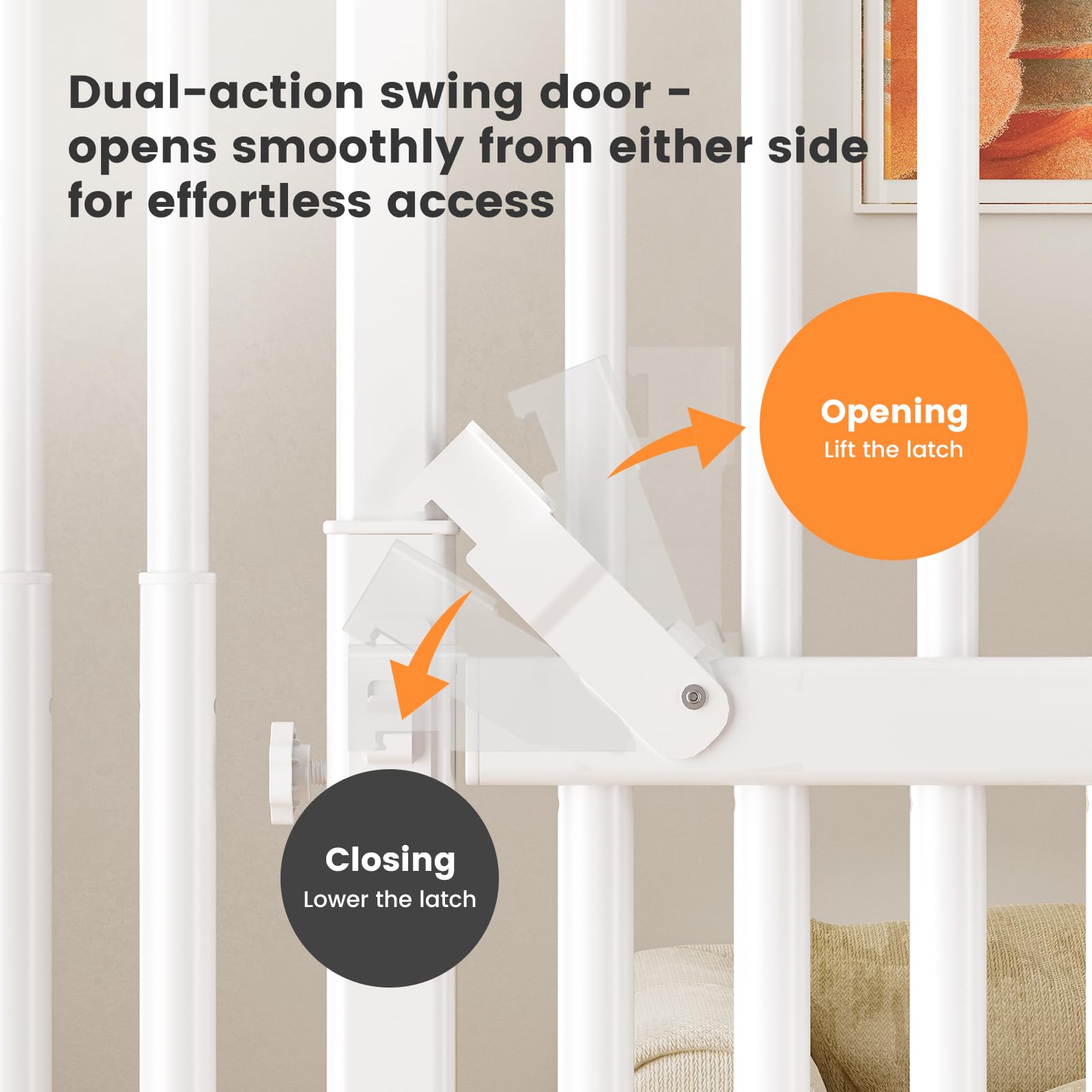 Gardner Pet 51-87 Extra Tall Cat Gate for Doorway, Wide Adjustable 27.56-37 Baby Gate Included 4 Extension Kits, Pressure Mounte