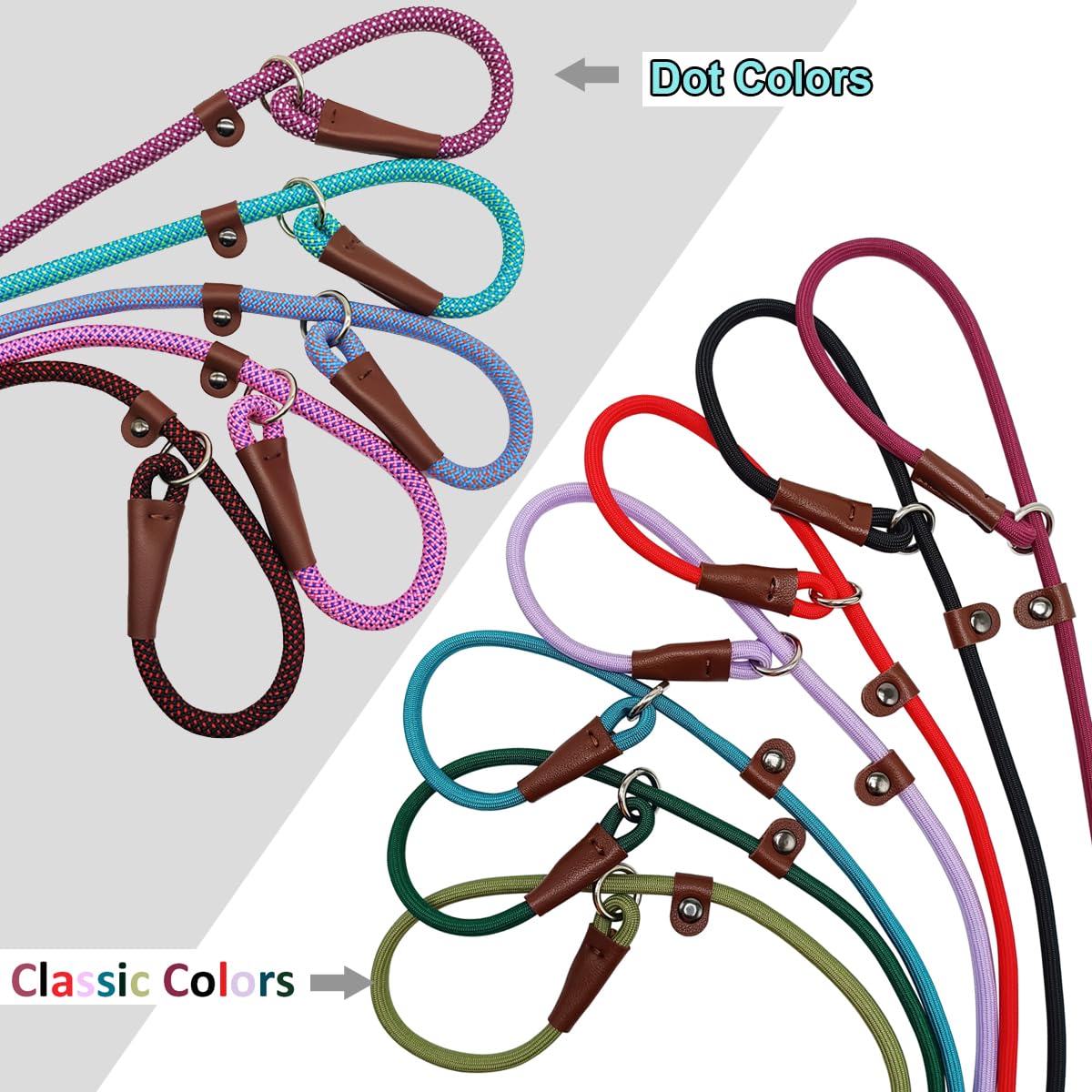 Btinesful 7Ft Slip Lead Dog Leash, Strong Nylon Rope Leash, 1/4 Inch Diam Dog Training Lead For Small Medium Pets Puppies, Purpl