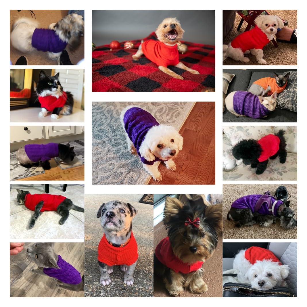 Chborchicen Small Dog Sweaters Knitted Pet Cat Warm Dog Sweatshirt Winter Clothes Kitten Puppy Sweater (Xx-Small, Red)