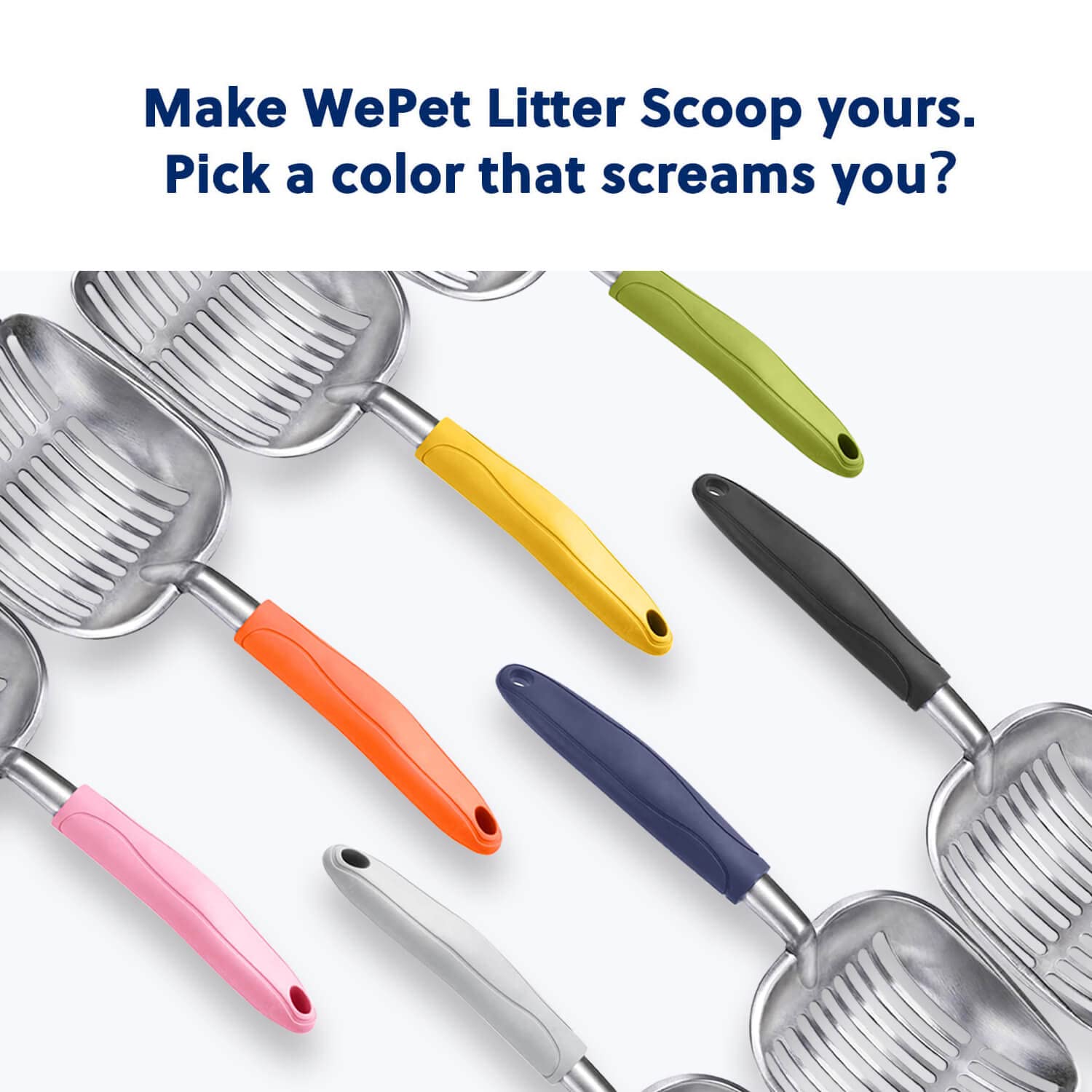 WePet Cat Litter Scoop - Durable Aluminum Alloy Sifter, Large Size, Blue Handle