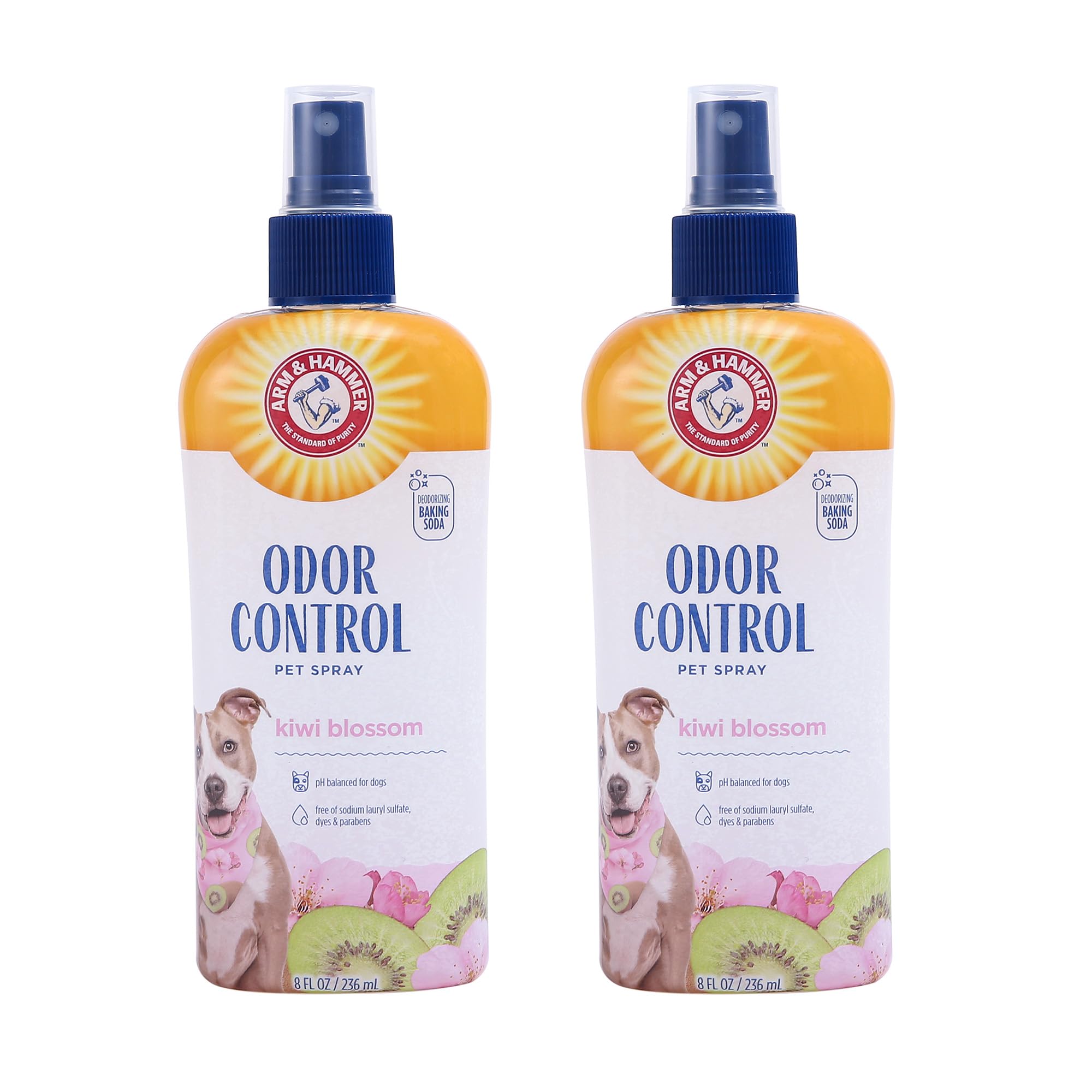 Arm & Hammer For Pets Super Deodorizing Spray For Dogs | Best Odor Eliminating Spray For All Dogs & Puppies | Arm & Hammer Baking Soda Formula With Kiwi Blossom Scent, 8 Fl Oz - 2 Pack