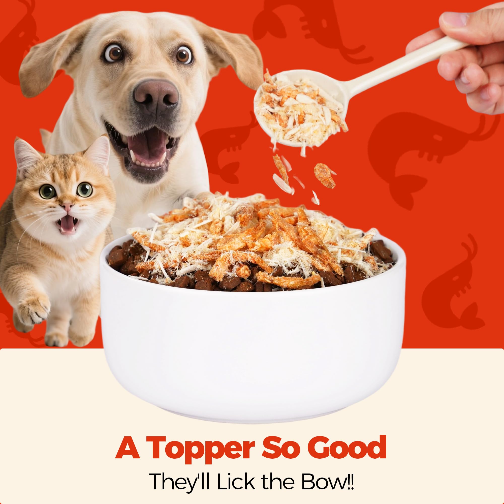 Wellix Dog & Cat Food Topper - Antarctic Krill Treats Freeze Dried Egg Yolk&Chicken Flavor Low Calorie - Cognitive and Skin & Co