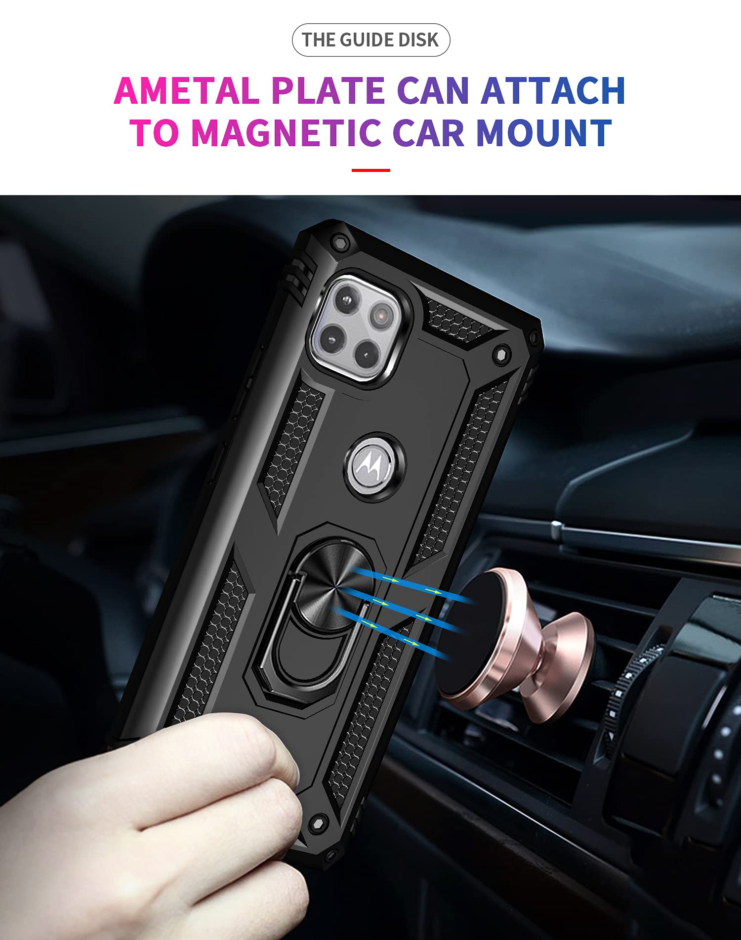 Military Grade Drop Impact For Moto One 5G Ace Case Motorola One 5G Ace G 5G Case 360 Metal Rotating Ring Kickstand Holder Armor