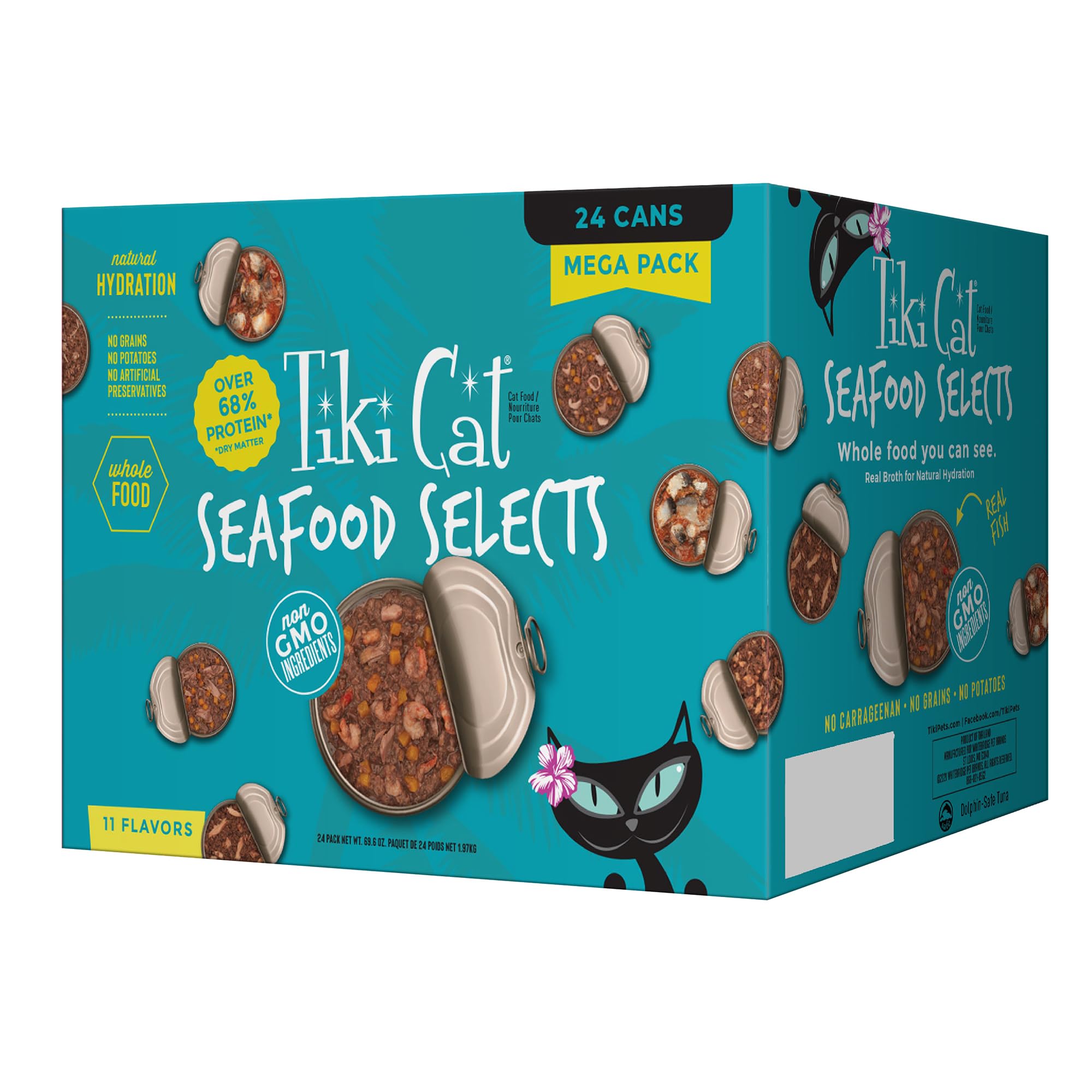 Tiki Cat Wet Cat Food Mega Pack, Fish Favorites Variety Pack, 2.8/3 oz. Cans (24 Count)