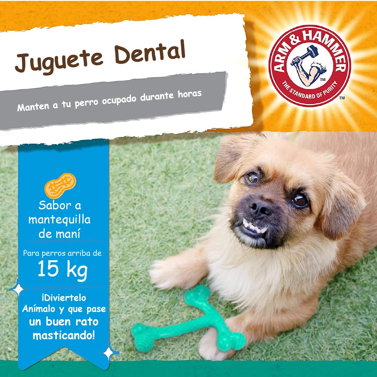 Arm & Hammer Nubbies T-Bone Dental Dog Chew Toys, Peanut Butter Flavor - Durable Nylon Chewing Toys For Dogs, Done Bone Toy, Teeth Cleaning Bones For Chewers Help Remove Plaque And Tartar