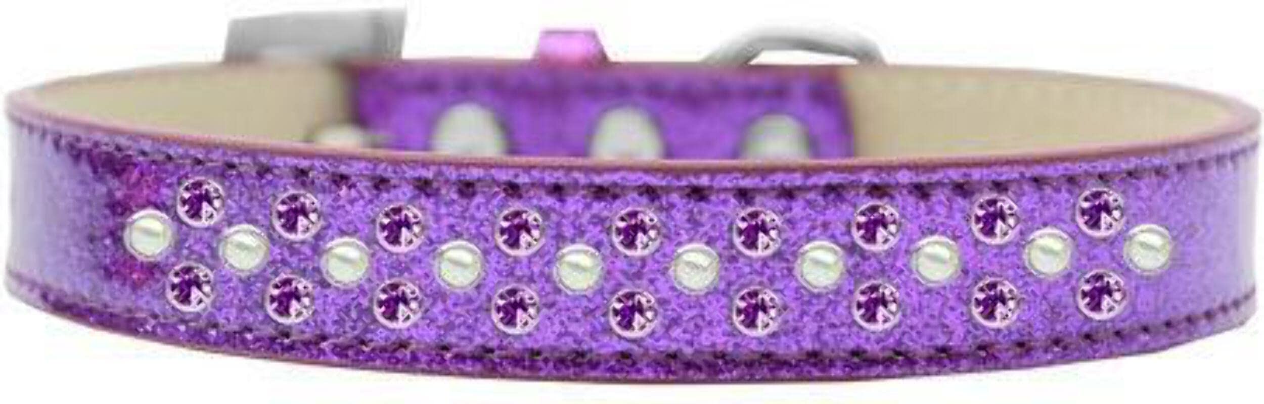 Mirage Pet Products Sprinkles Ice Cream Dog Collar with Pearl and Purple Crystals, Size 14, Purple