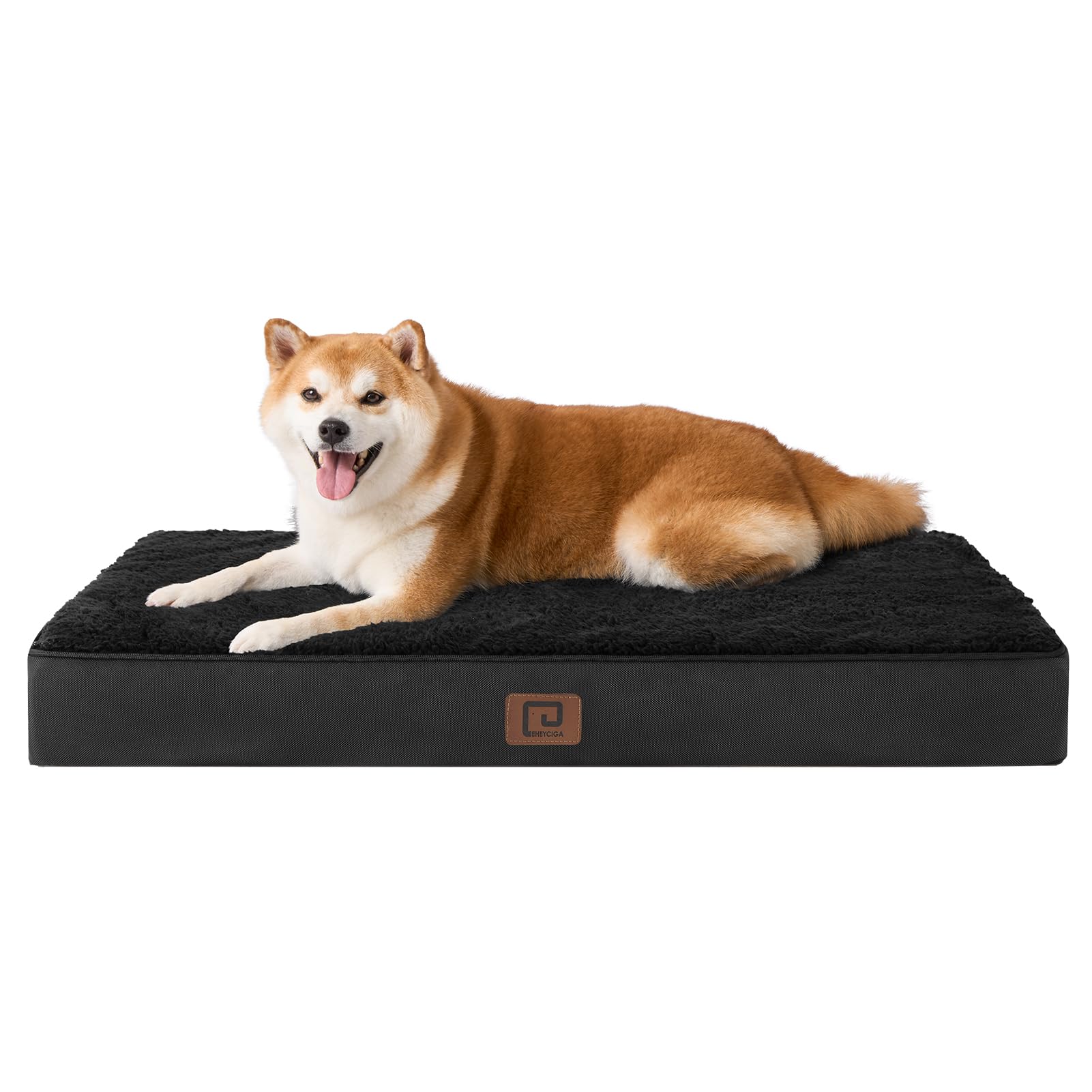 Eheyciga Orthopedic Dog Beds For Large Dogs With Removable Washable Cover For Crate, Black, 35X23