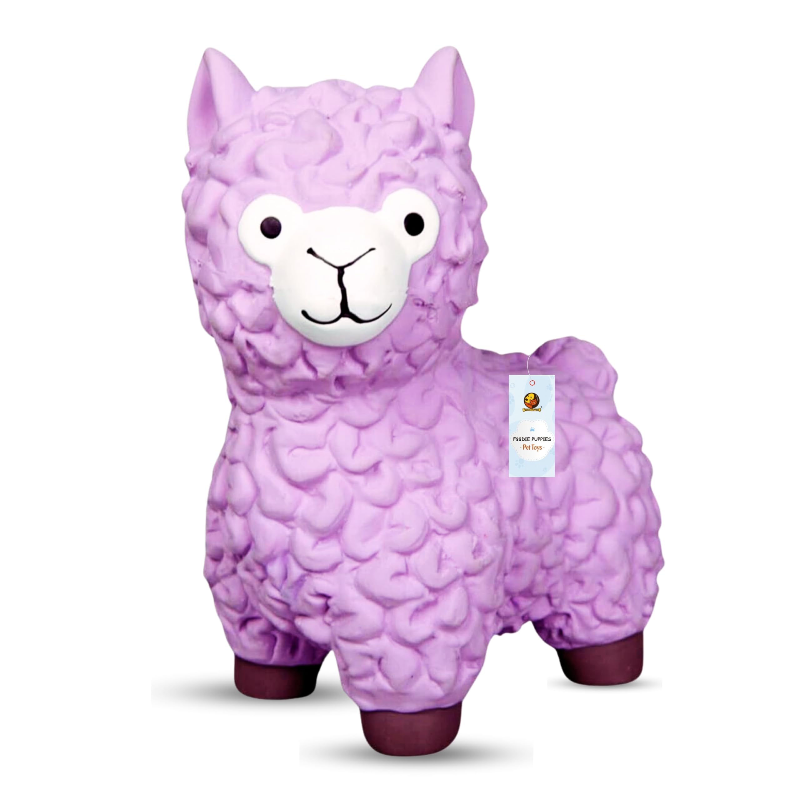 Foodie Puppies Dog Squeaky Chew Latex Rubber Toy  (Pink Sheep) | For Small Dogs & Puppies | Cotton Filled, Durable, Soft, Anima