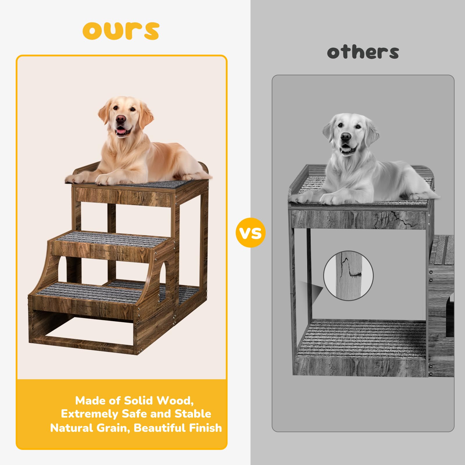 Pupihom Pet Window Perch With Stairs, Multi-Level Bunk Bed For Dogs And Cats, Elevated Pet Bed Couch, Wood Dog Stairs With Non-S
