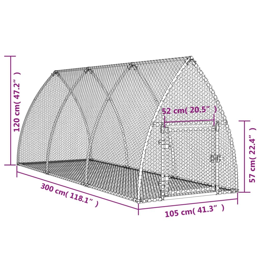 vidaXL Rabbit Hutch Silver 118.1x41.3x47.2 Galvanized Steel