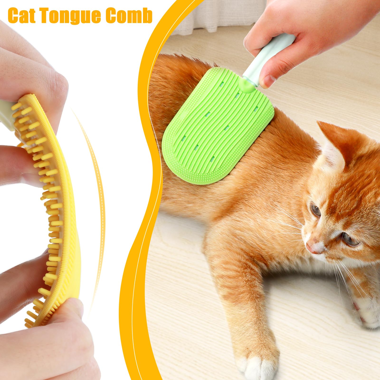 Denwwico 3 Pcs Cat Tongue Comb,2025 Silicone Cat Brushs For Indoor Cats For Long Haired Cats, Cat Grooming Brush Dematting Comb