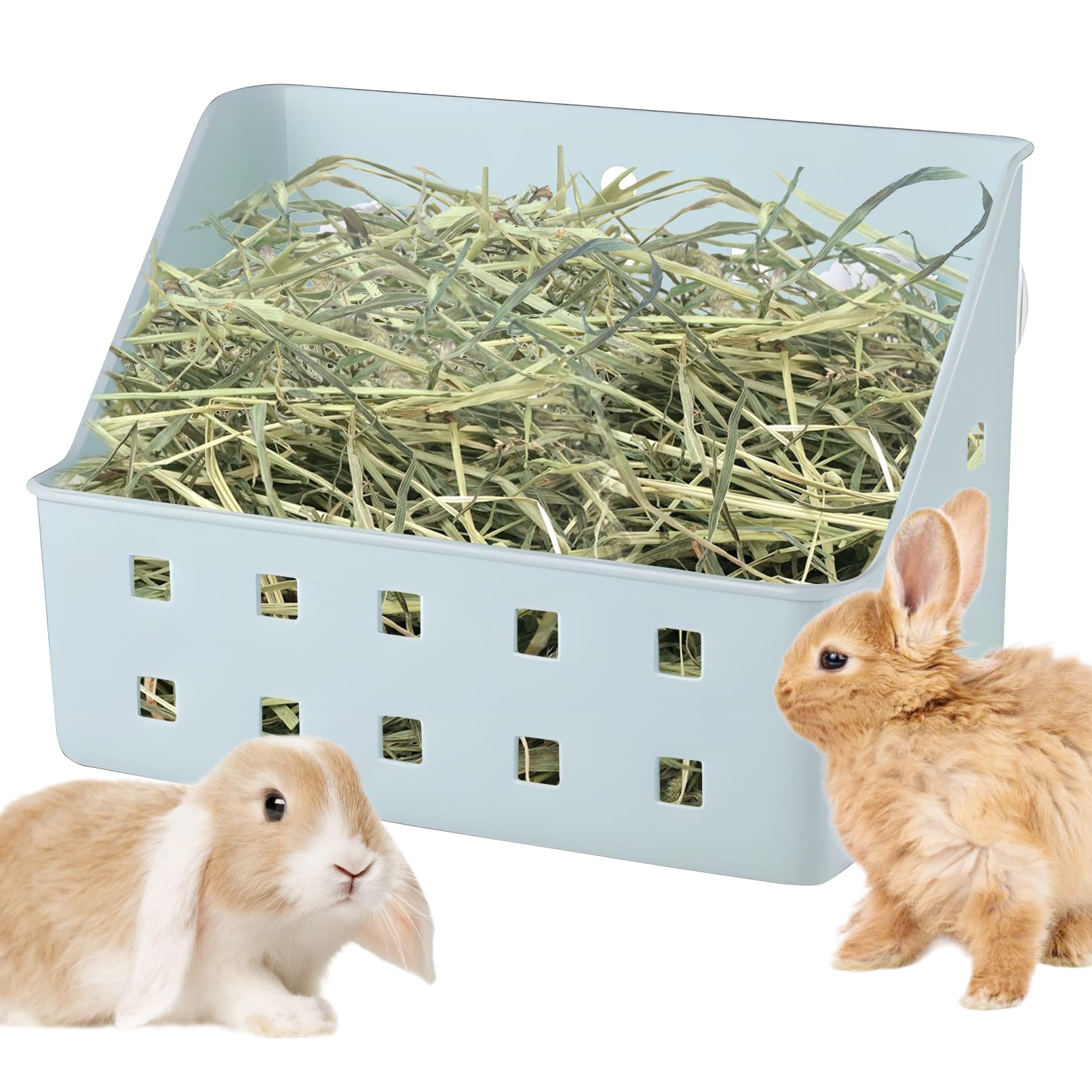 kathson Rabbit Hay Feeder Small Hay Manger Less Wasted Grass Holder Rack Food Dispenser Small Animal Plastic Bowl for Rabbits Bu