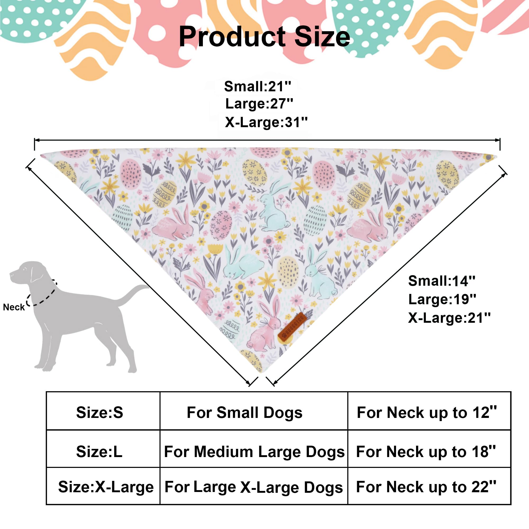 Adoggygo Easter Dog Bandana, Carrot Rabbit Pet Scarf, Premium Durable Fabric, Easter Bandanas For Medium Large Dogs Pets (Large)