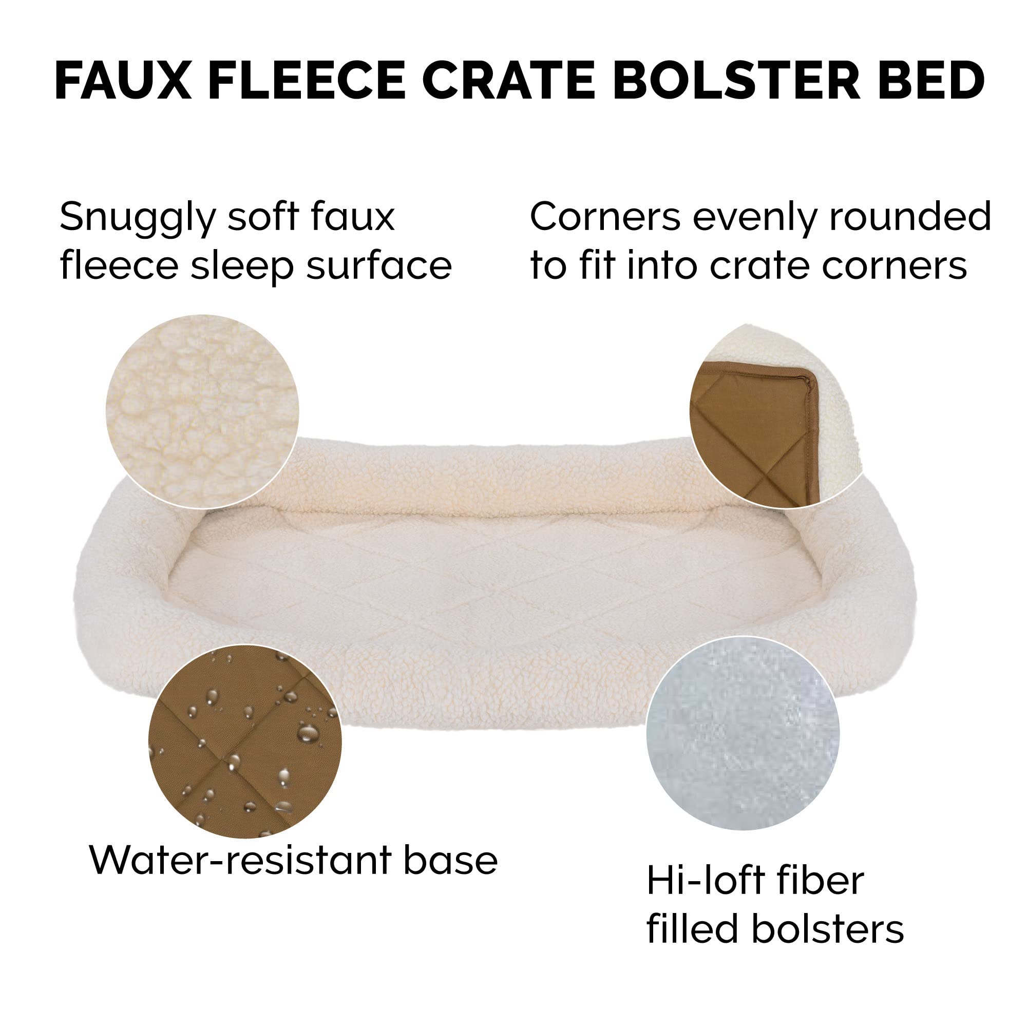 Furhaven Dog Bed For Large Dogs, 100% Washable, Sized To Fit Crates - Sherpa Fleece Bolster Crate Pad - Cream, Extra Large/Xl