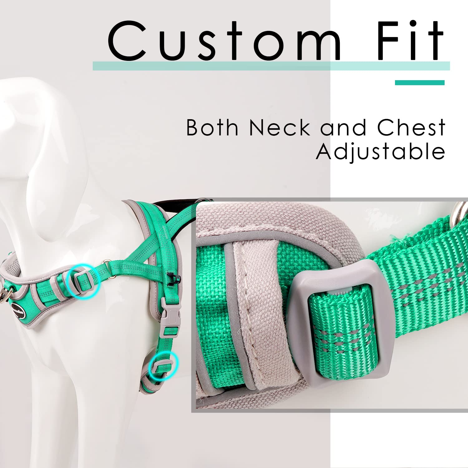 Adventuremore Dog Harness For Small Dogs No Pull, Dog Halter Harness Adjustable Reflective Dog Vest Escape Proof Dog Harness With Easy Control Front Clip Handle For Training Walking S Green