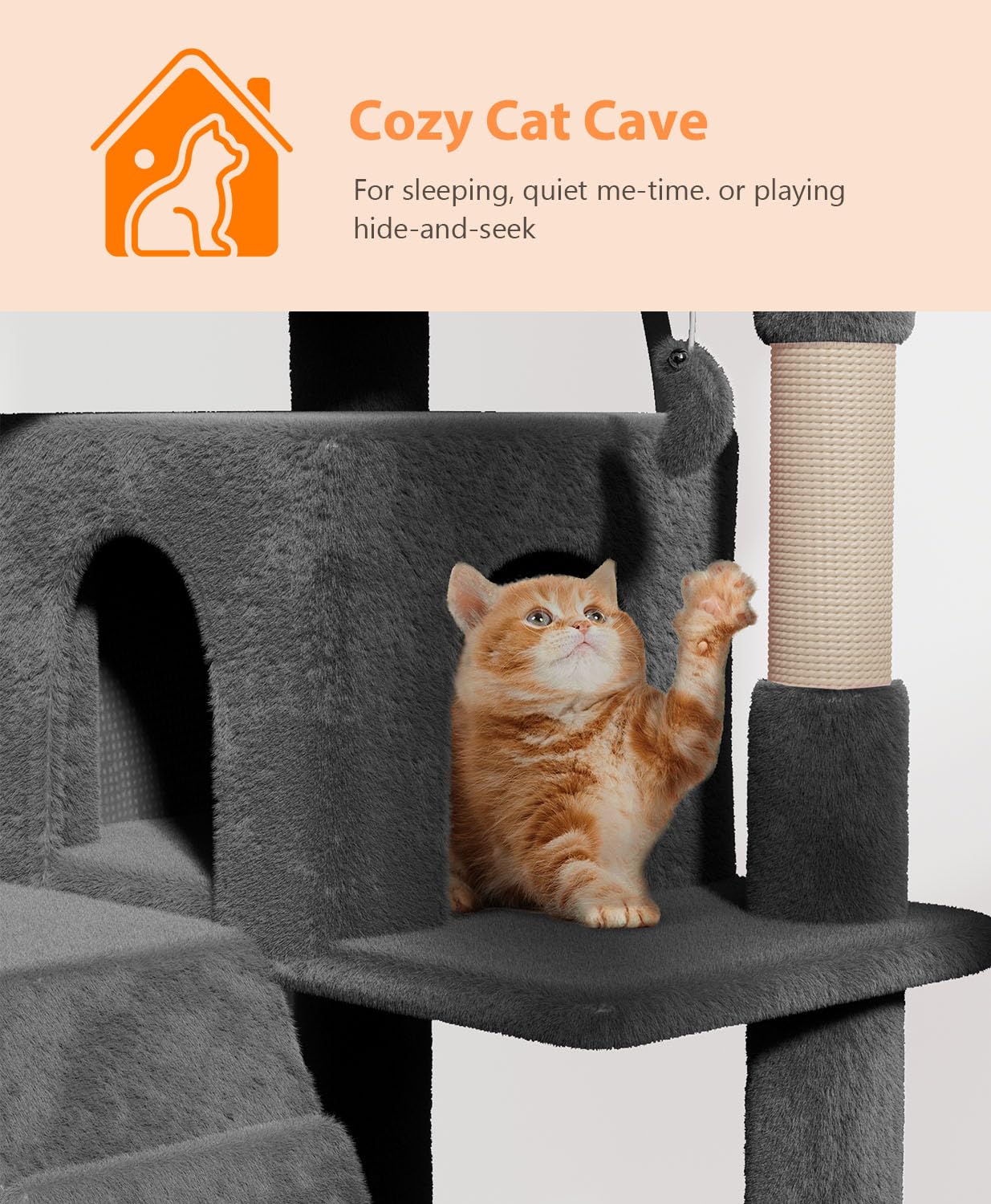 Os Motor 77'' Cat Tree Tower For Indoor Cats Large Adult, Cute/Tall Modern Cat Tree For Big Cats 20 Lbs, Plush Multi-Level Cat C