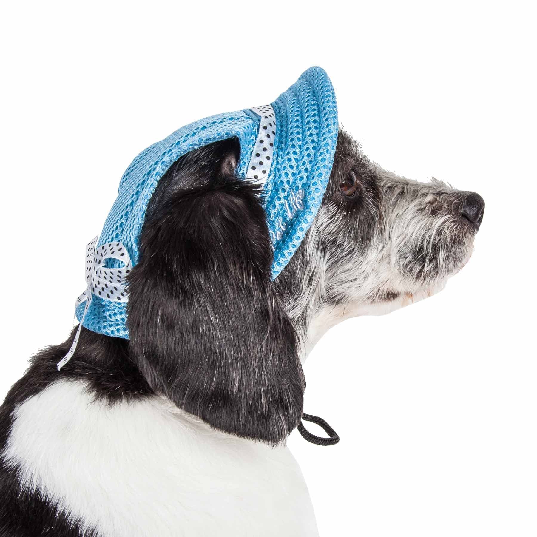 Pet Life  Sea Spot Sun Mesh Dog Hat with UV Coverage Protection - Brimmed Pet Hats for Dogs Provides More Shade Than a Dog Ban