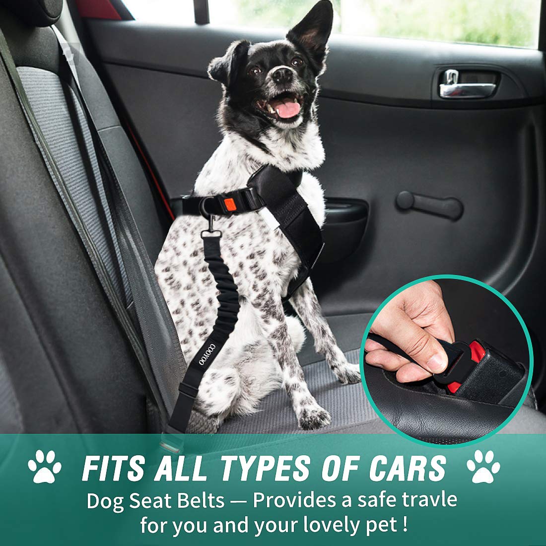 Cooyoo Dog Seat Belt,3 Piece Set Retractable Dog Car Harness Adjustable Dog Seat Belt For Vehicle Nylon Pet Safety Seat Belts Heavy Duty & Elastic