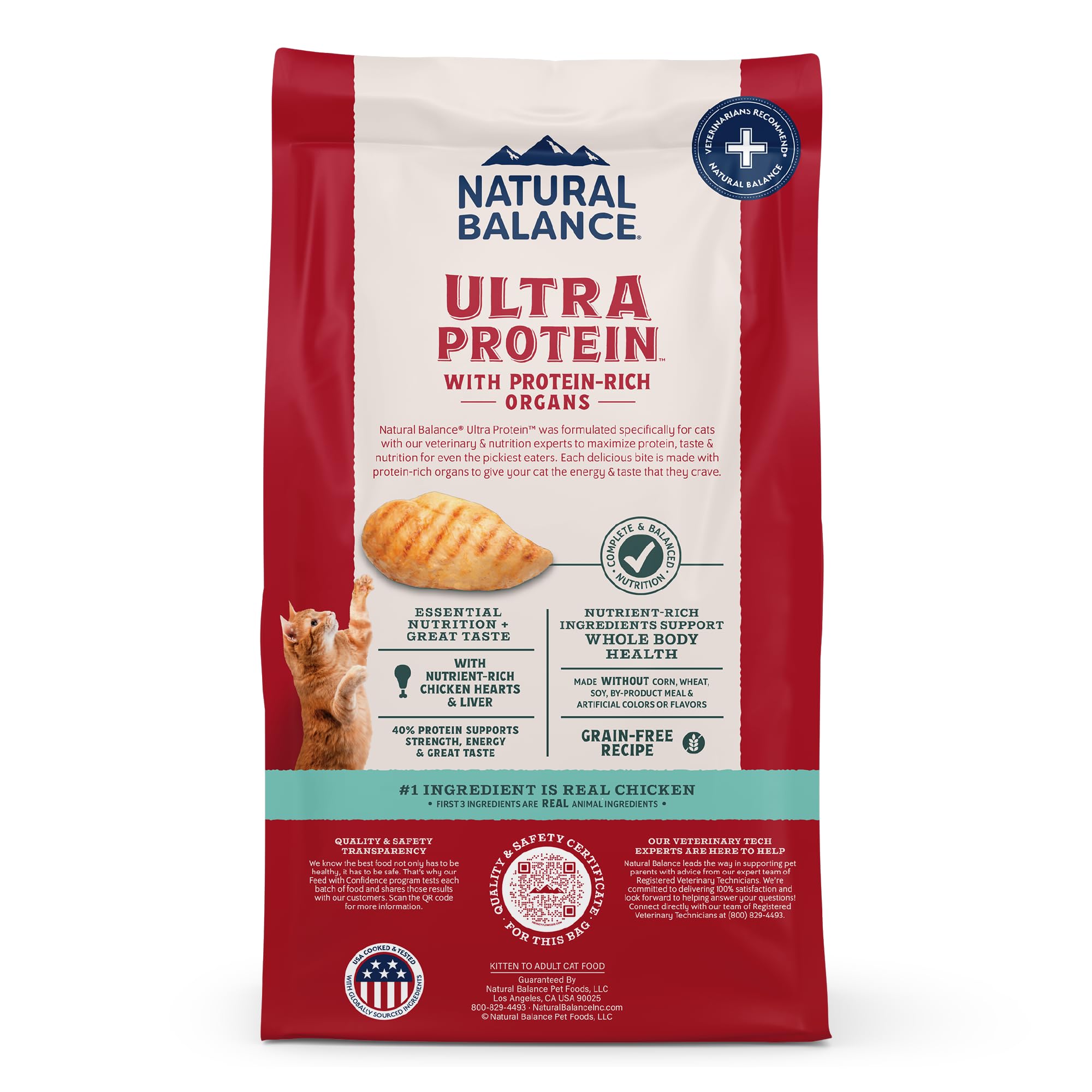 Natural Balance Ultra Protein Dry Cat Food, Real Chicken & Chicken Meal Recipe with Protein-Rich Organs - 10 lbs.