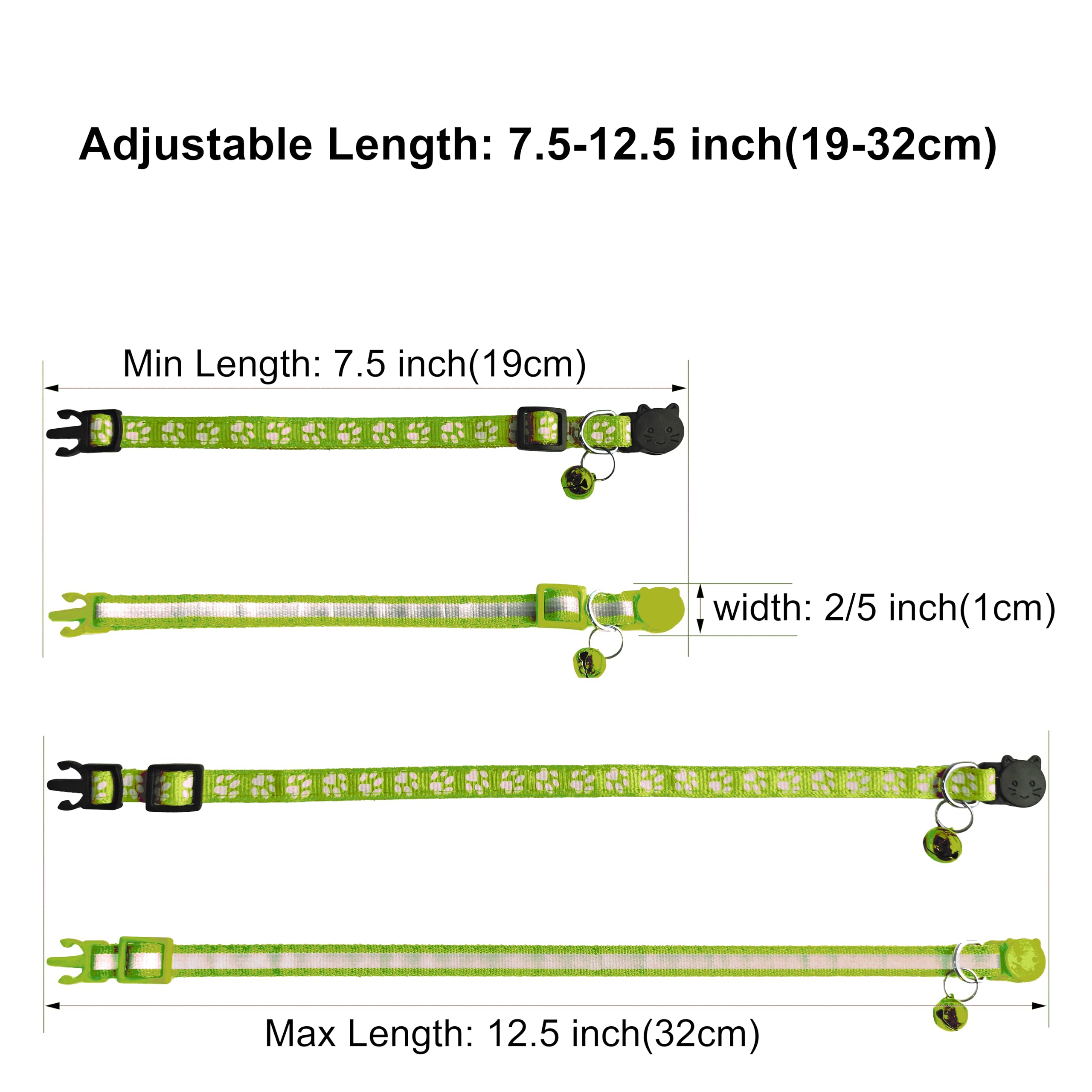 zulinlong 2 Pack Cat Collars - Reflective, Breakaway Design with Bells, Adjustable from 7.5 to 12.5 Inches, Ideal Kitten Collar