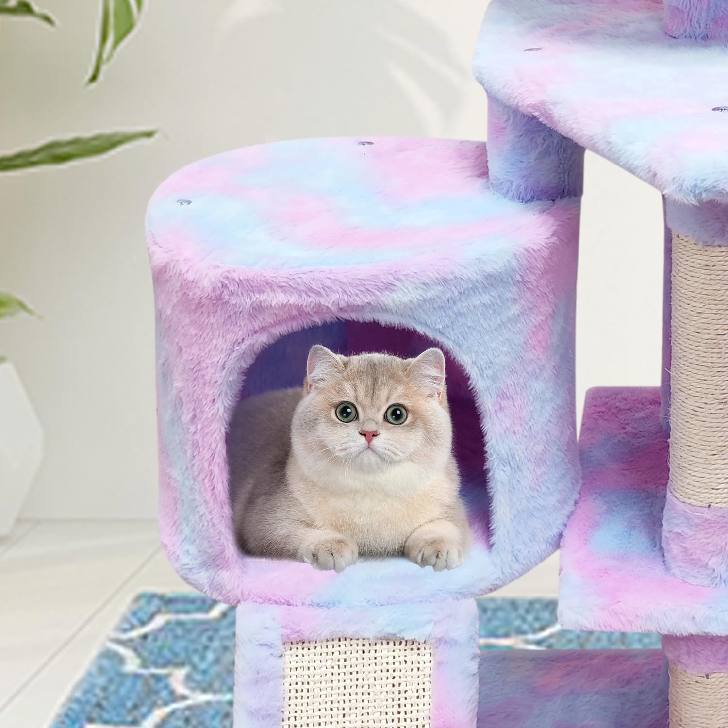 Miao Paw Cute Cat Tree Tower For Indoor Cats Condo With Sisal Scratching Posts Jump Platform Cat Furniture Activity Center Play
