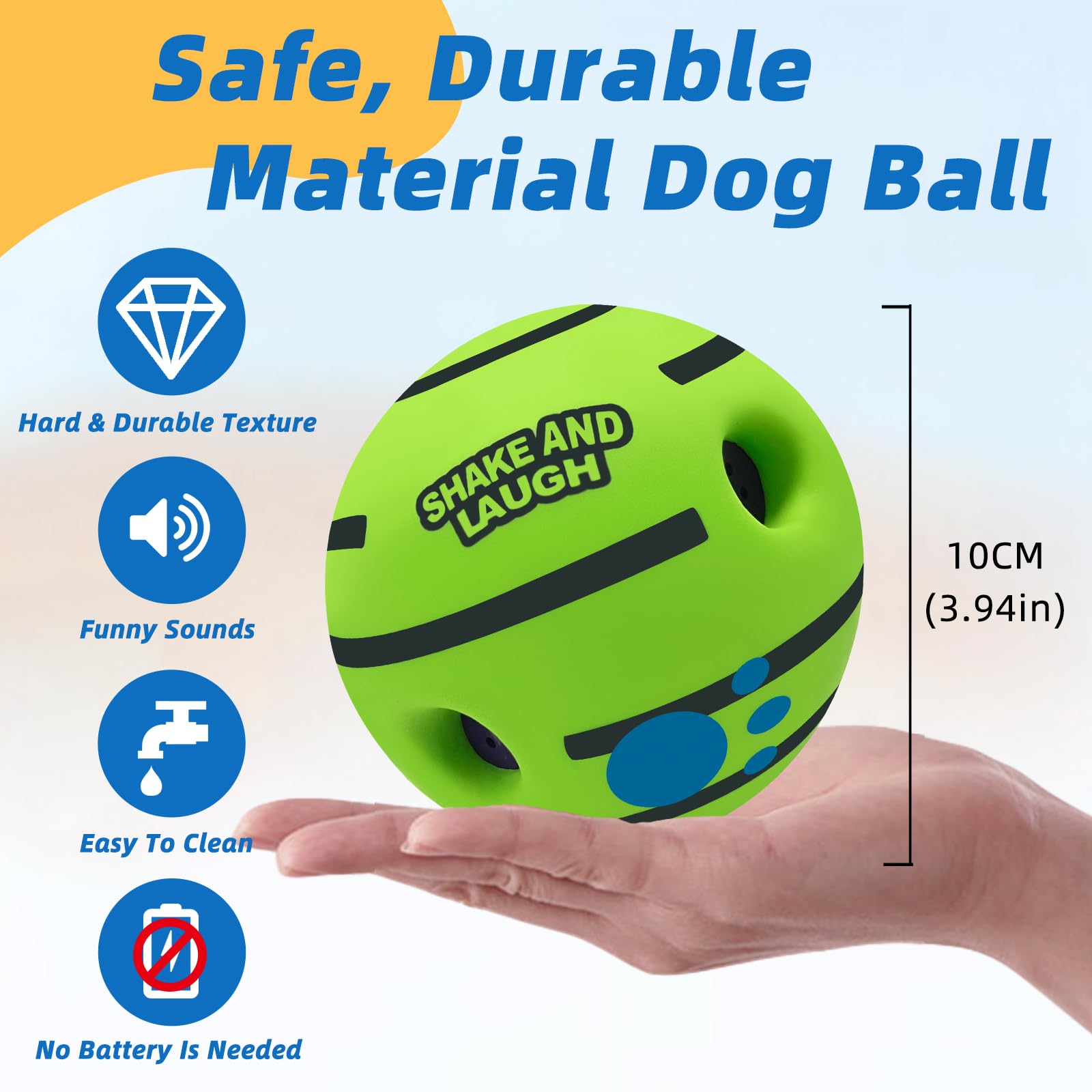 Shake And Laugh Dog Toys Ball, Interactive Dog Ball, Shaking With Gibbering Sound, For Training & Herding, L, 3.94 In (10 Cm)