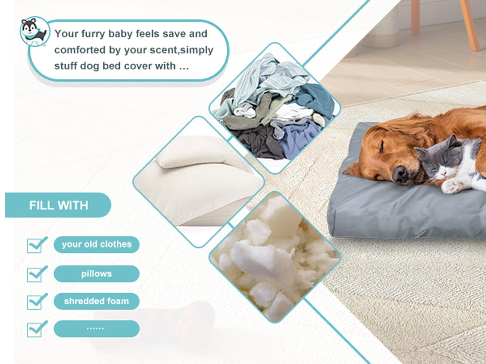 Explore Land Scratch Resistance Dog Bed Cover Canvas Washable Dog Crate Pad Replacement Cover, 36Lx23Wx3.5H Inch, Charcoal