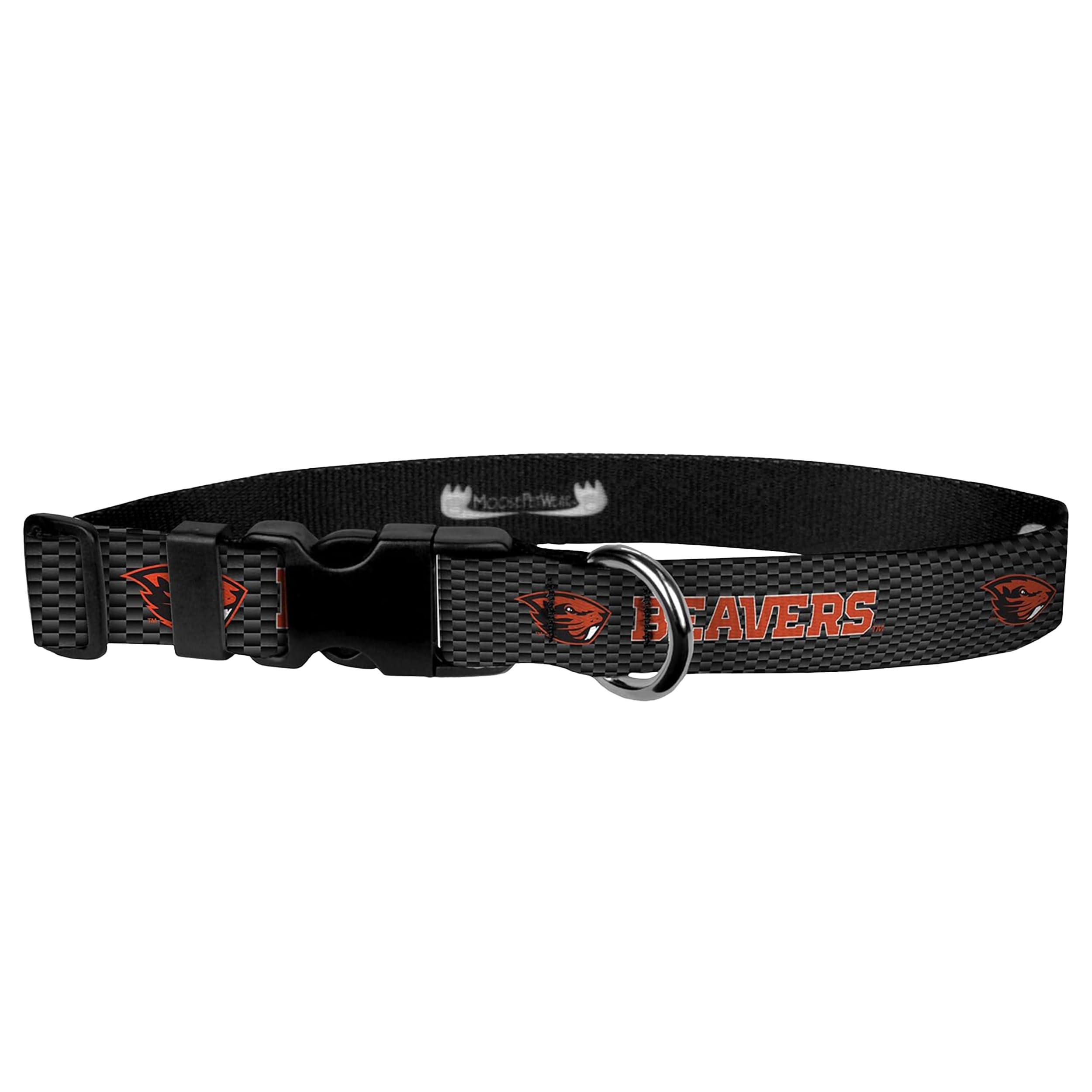 Moose Pet Wear Dog Collar - Oregon State University Beavers Adjustable Pet Collars 3/4' M, Beaver On Carbon Fiber