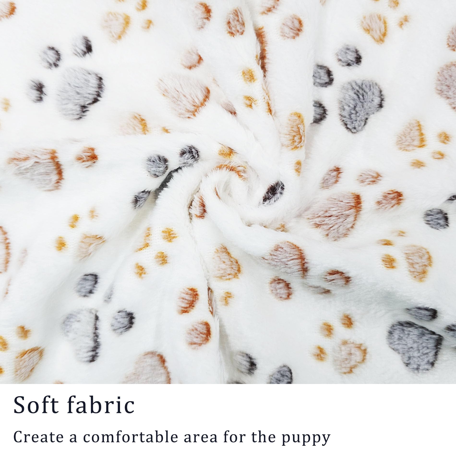 1 Pack 3 Blankets Super Soft Fluffy Premium Fleece Pet Blanket Flannel Paw Printed Throw for Dog Puppy Cat (Small 23x16, Beige