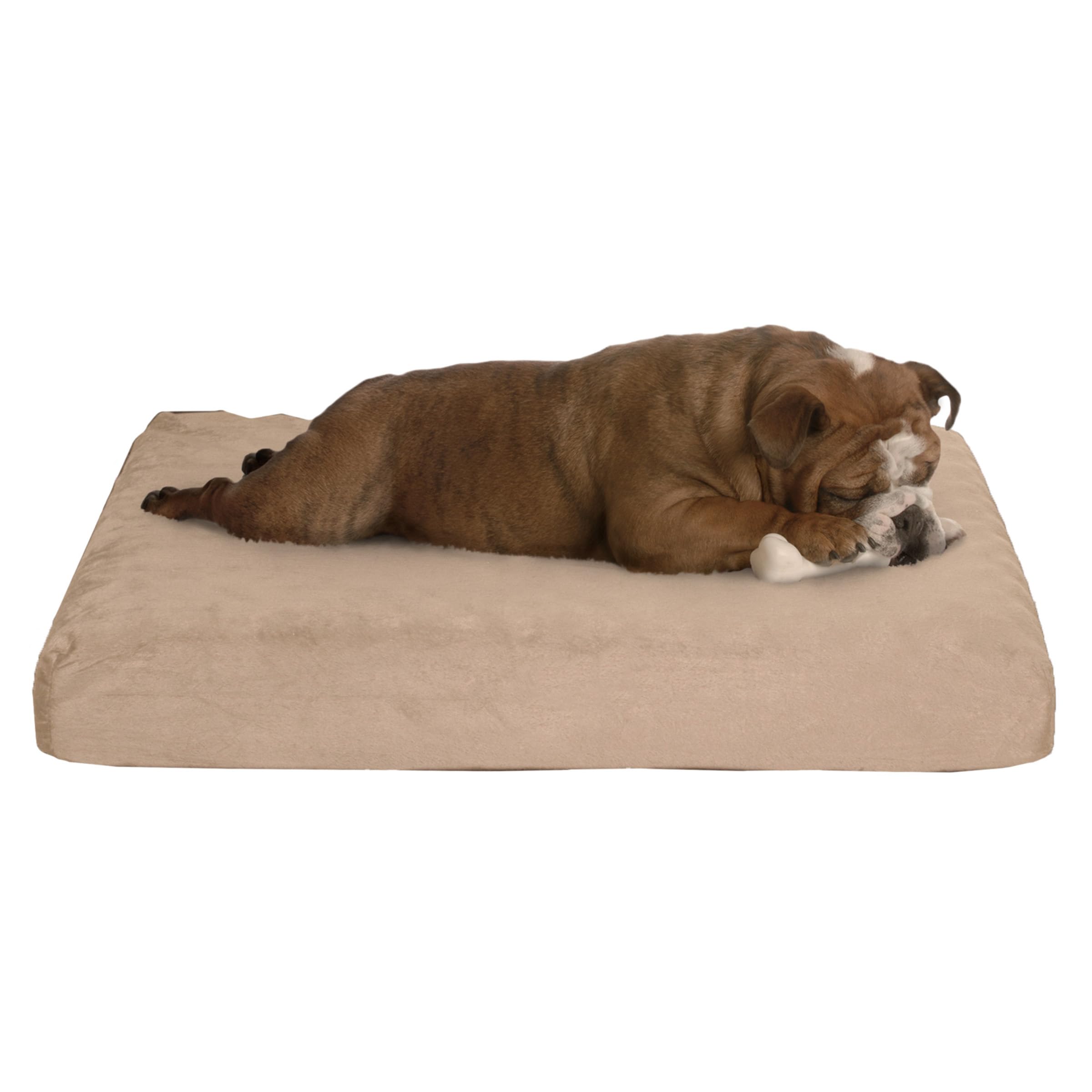 Memory Foam- 2-Layer Orthopedic Dog Bed with Machine Washable Cover - 26 x 19 for Medium Dogs up to 40lbs by PETMAKER (Tan)