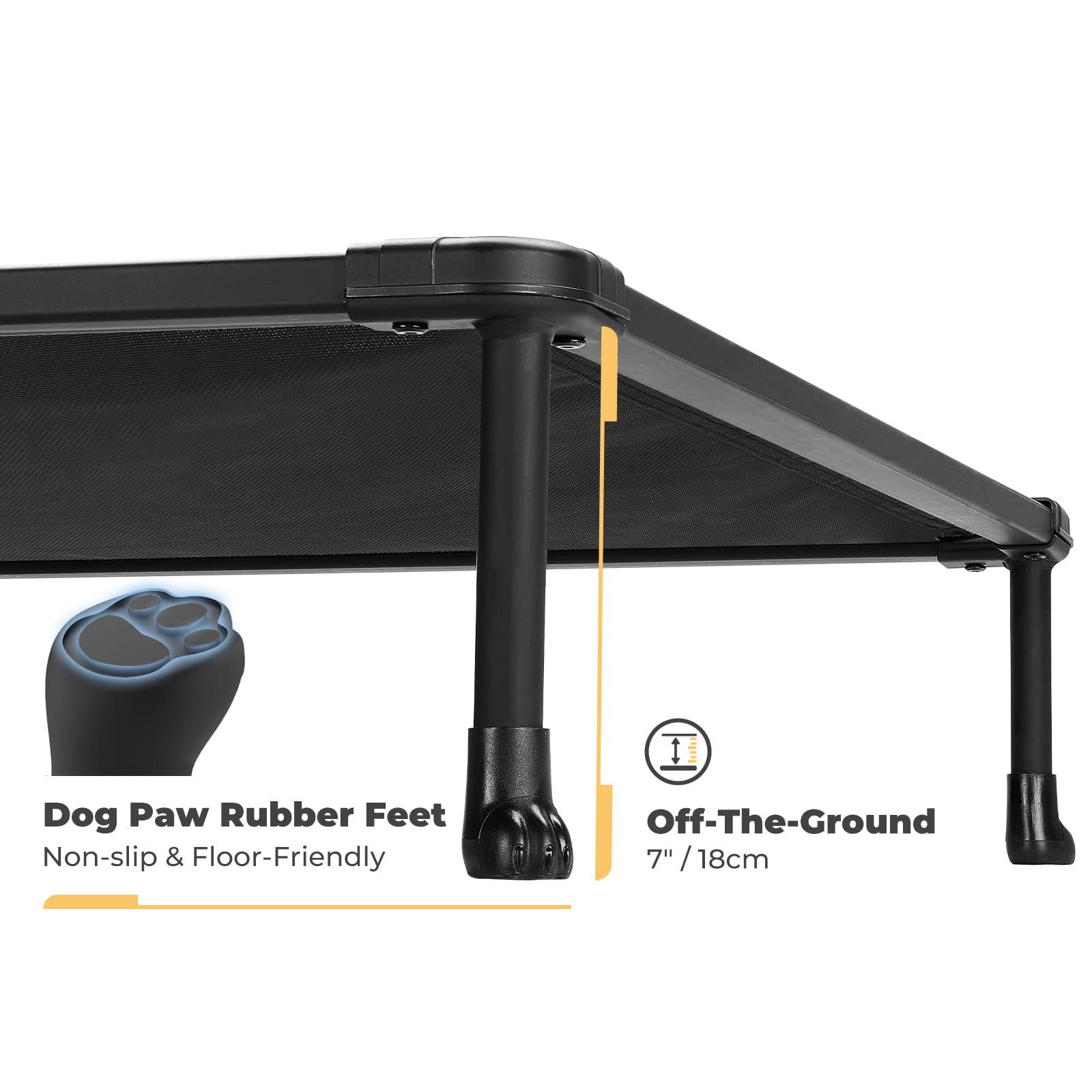 Veehoo Chewproof Elevated Dog Bed - Cooling Raised Pet Cot, Breathable Mesh, Washable & Non-Slip For Medium Dogs, Indoor/Outdoor