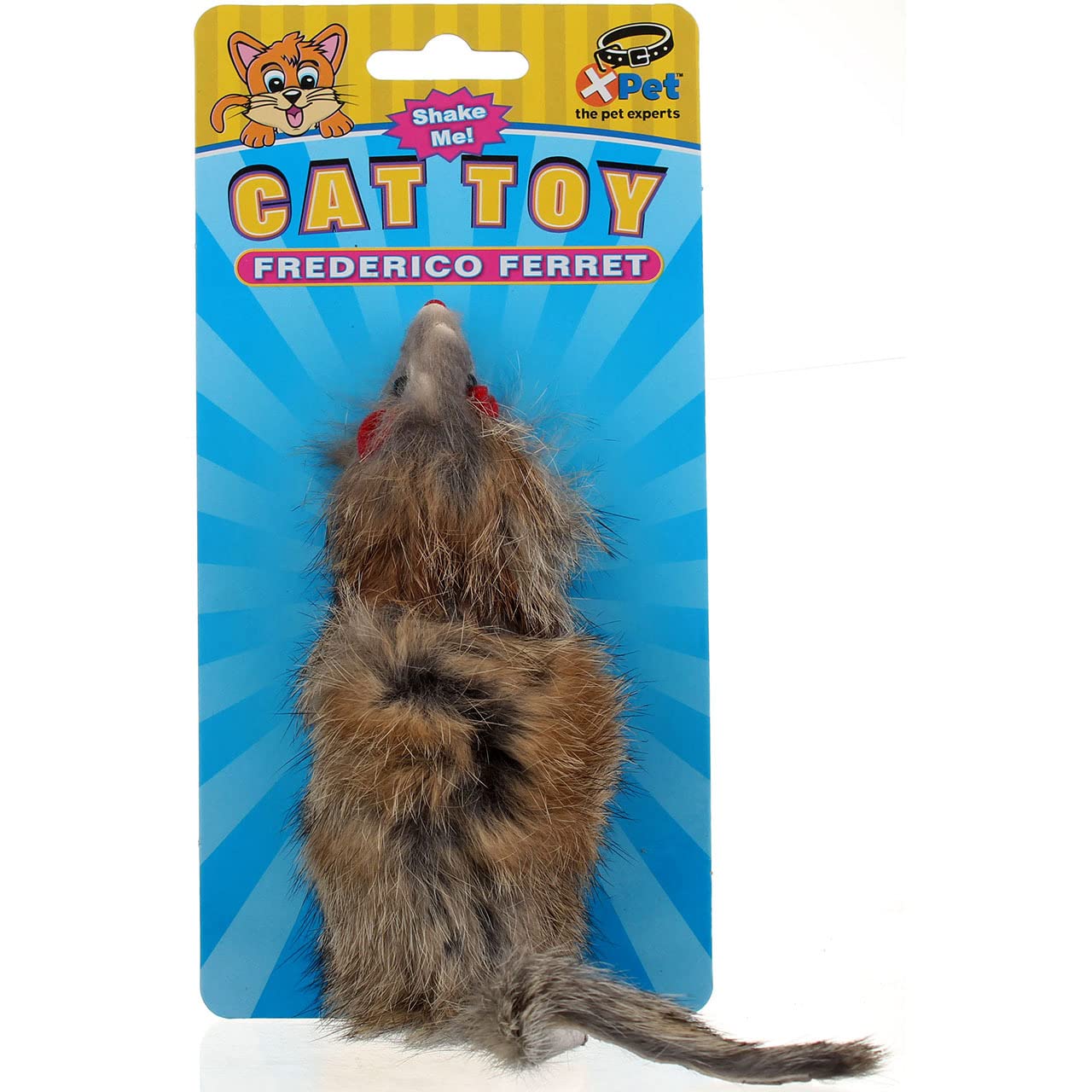 Vo-Toys Frederico Ferret Cat Toy - Leather, Black/White/Tan, Fun & Durable Pet Plaything