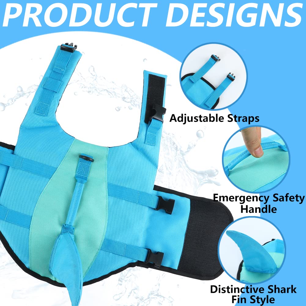 Emust Dog Life Jacket Shark, Dog Life Vests For Small, Middle, Large Dogs With Rescue Handle Pet Flotation Vest Safety Lifesaver