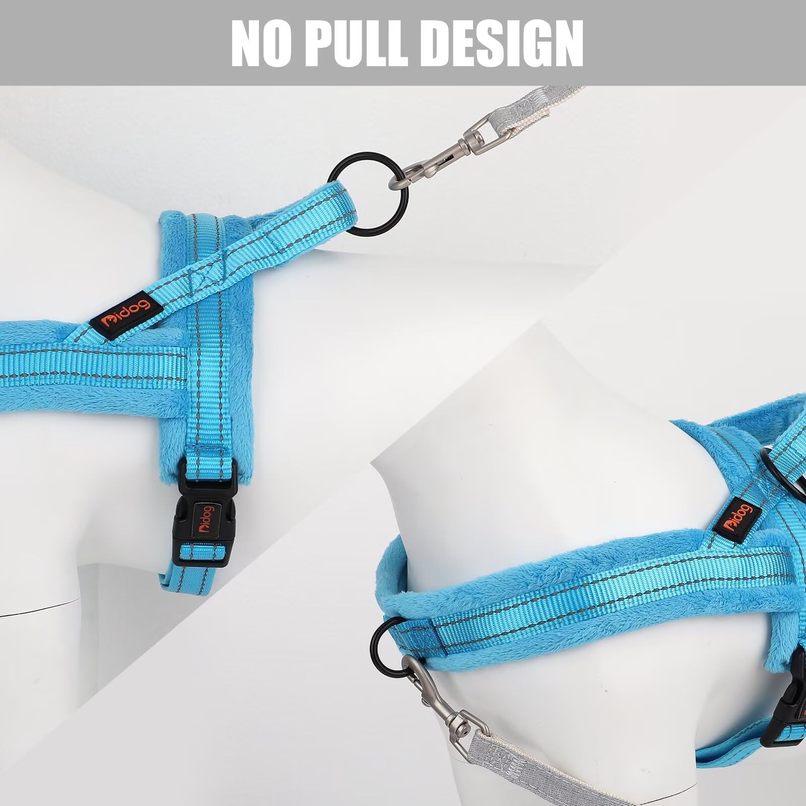 Didog Soft Flannel Dog Harness - Escape Proof, Quick Fit, Reflective, XXS (Chest 12-15"), Blue, Model SBH011BLUE-XXS