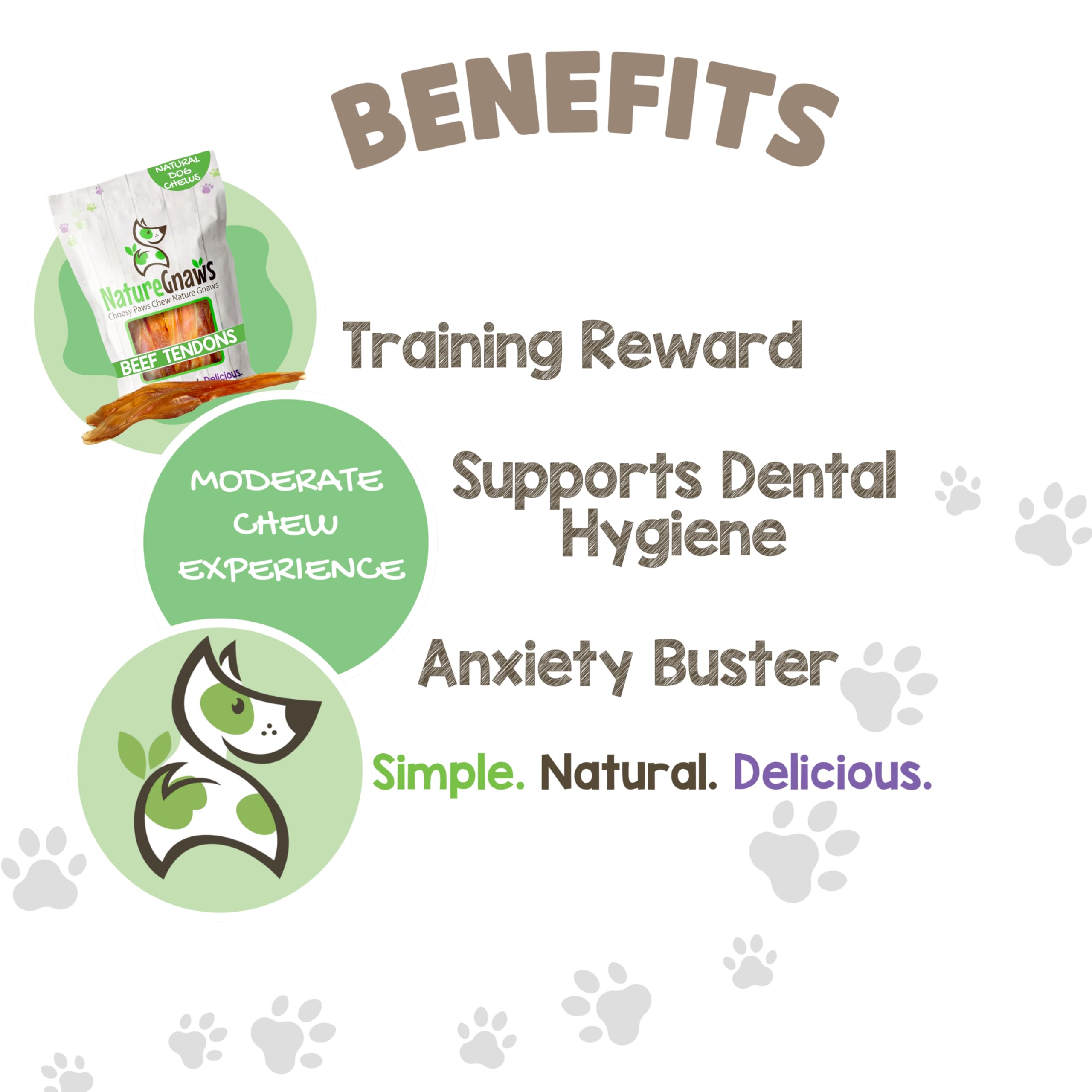 Nature Gnaws Beef Tendons for Dogs 7-11 (12 Count) - Long Lasting for Aggressive Chewers & Large Dogs - Natural Beef Jerky Dog C